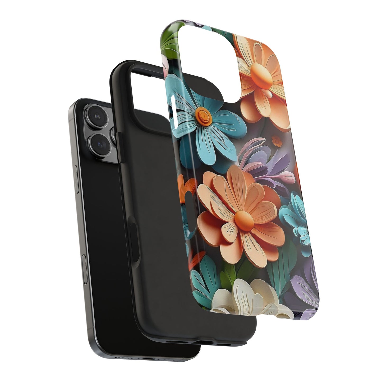 3D Floral iPhone Case 🌸 | Vibrant Layered Design, Shockproof Protection for iPhone 16 to 12 Pro Max