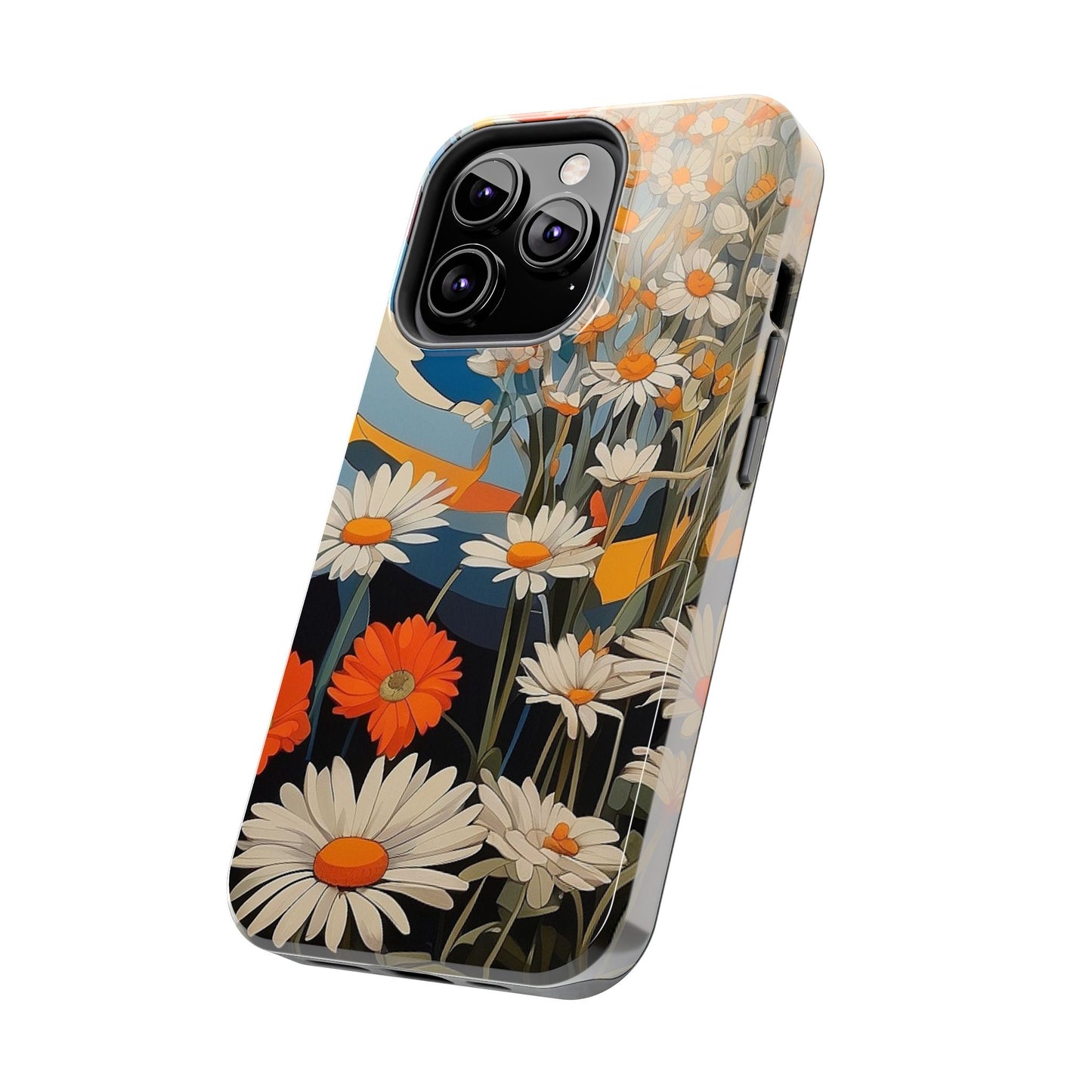 Floral Daisy iPhone Case 🌼 | Retro Botanical Design, Shockproof Protection for iPhone 16 to 12 Pro Max 📱