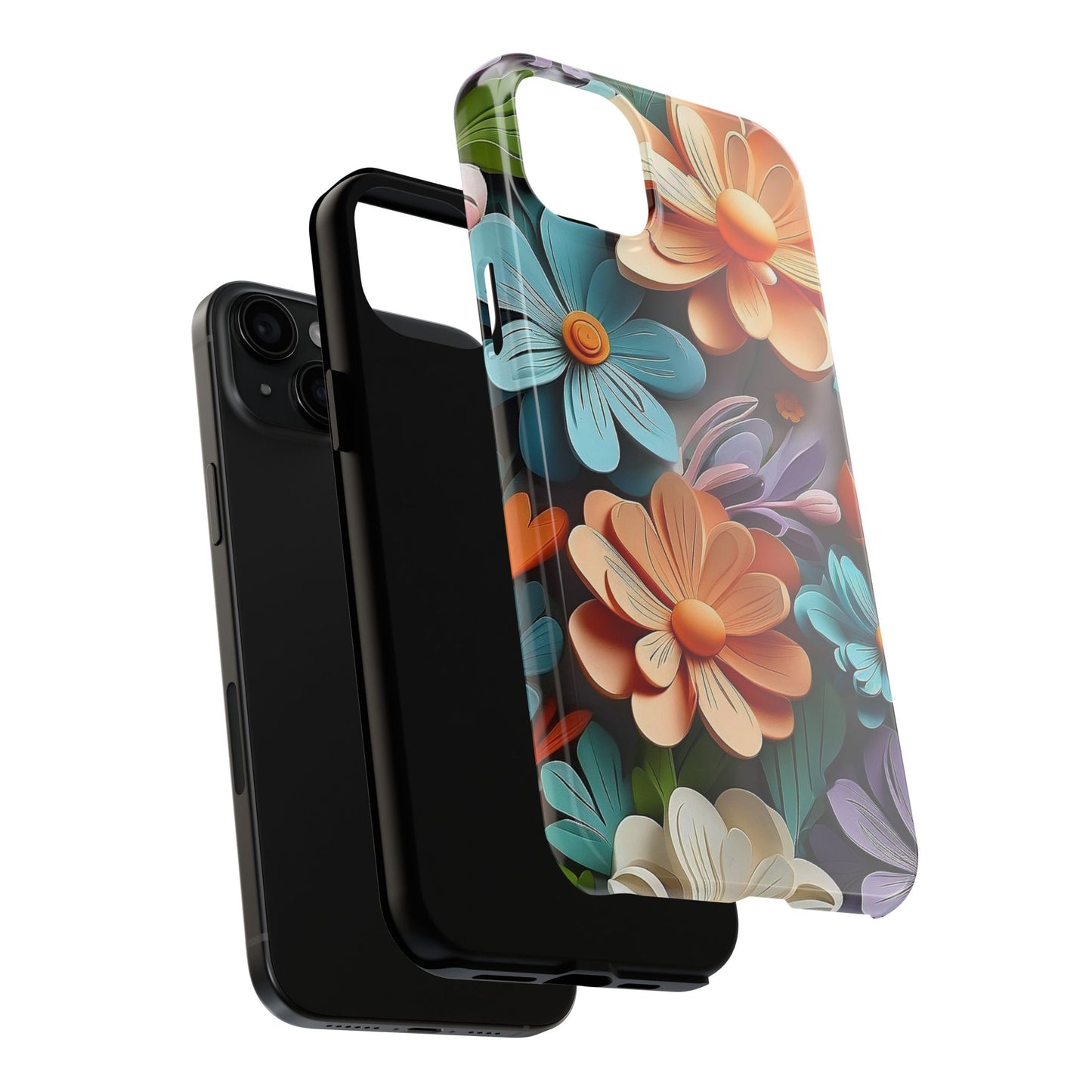 3D Floral iPhone Case 🌸 | Vibrant Layered Design, Shockproof Protection for iPhone 16 to 12 Pro Max