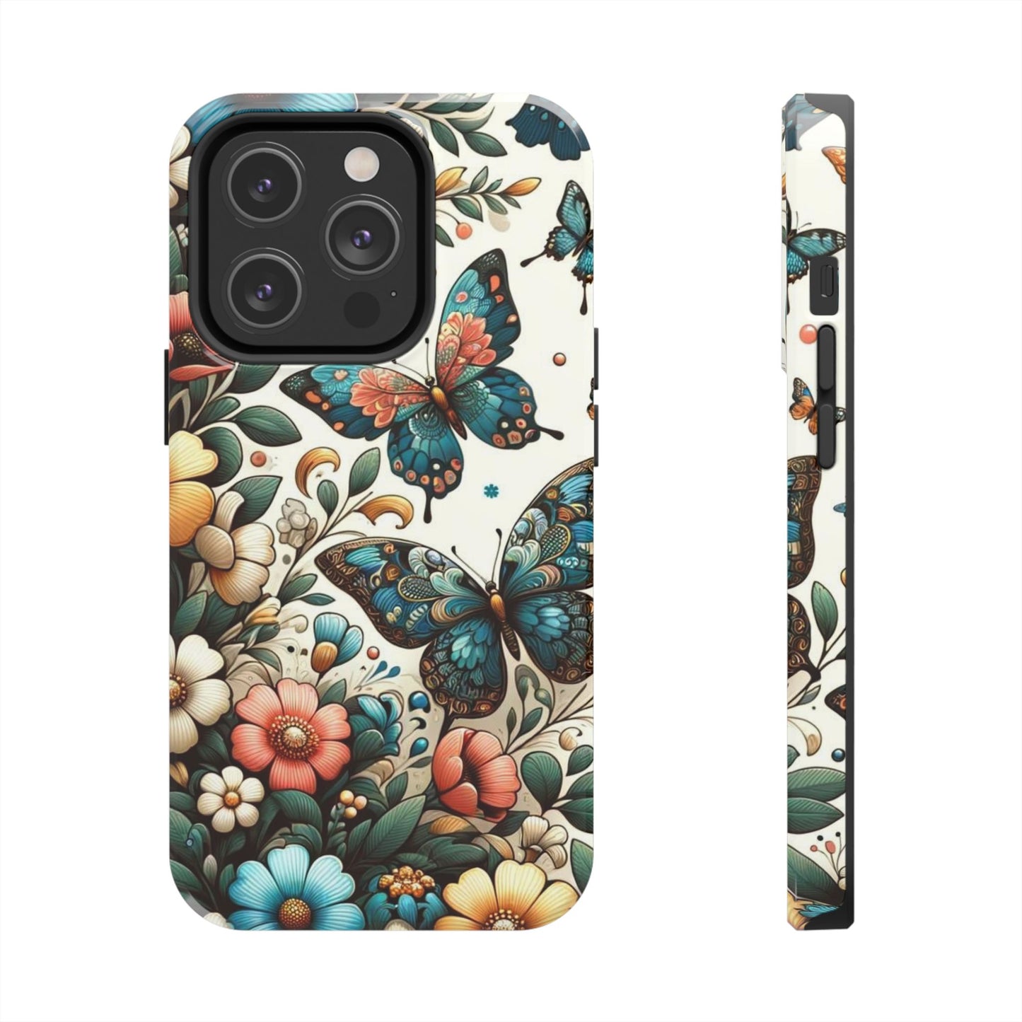 Butterfly & Floral iPhone Case 🦋 | Elegant Nature Design, Shockproof Protection for iPhone 16 to 12 Pro Max 📱