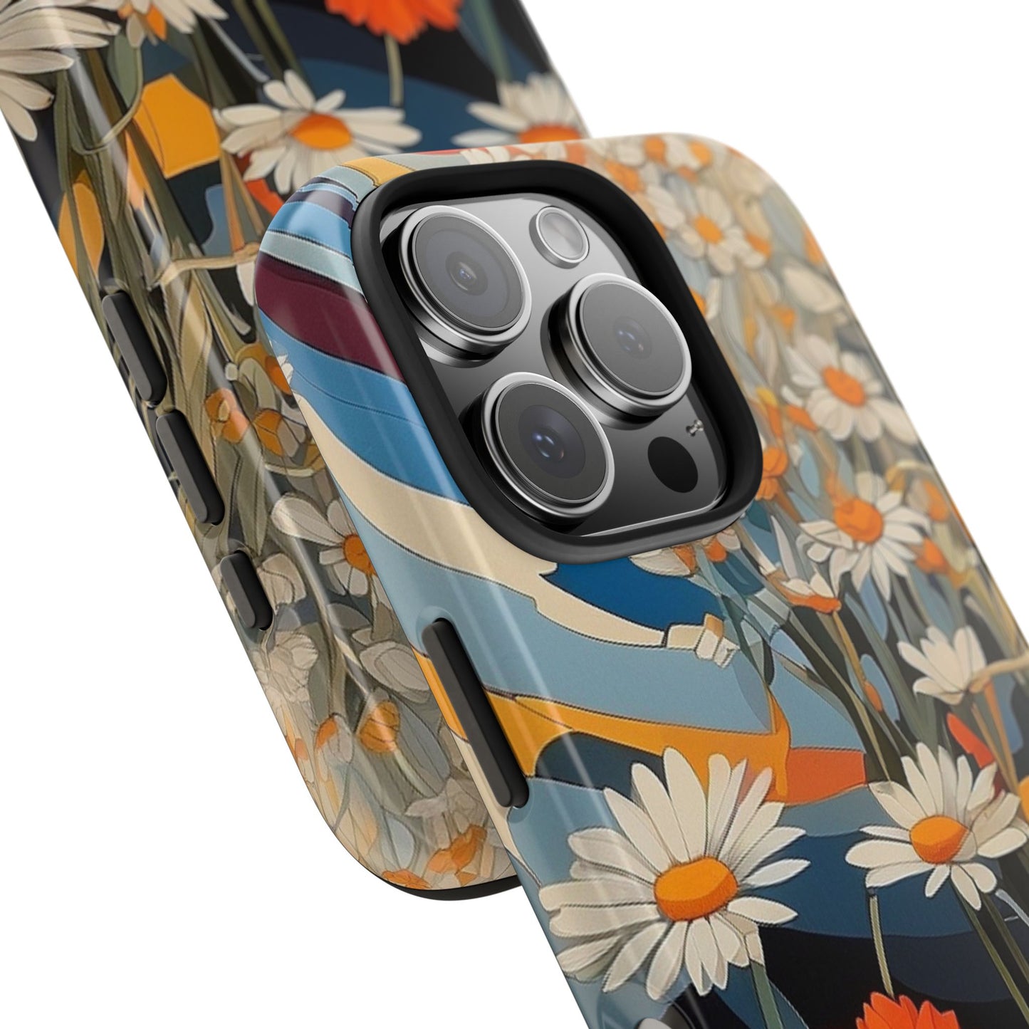 Floral Daisy iPhone Case 🌼 | Retro Botanical Design, Shockproof Protection for iPhone 16 to 12 Pro Max 📱