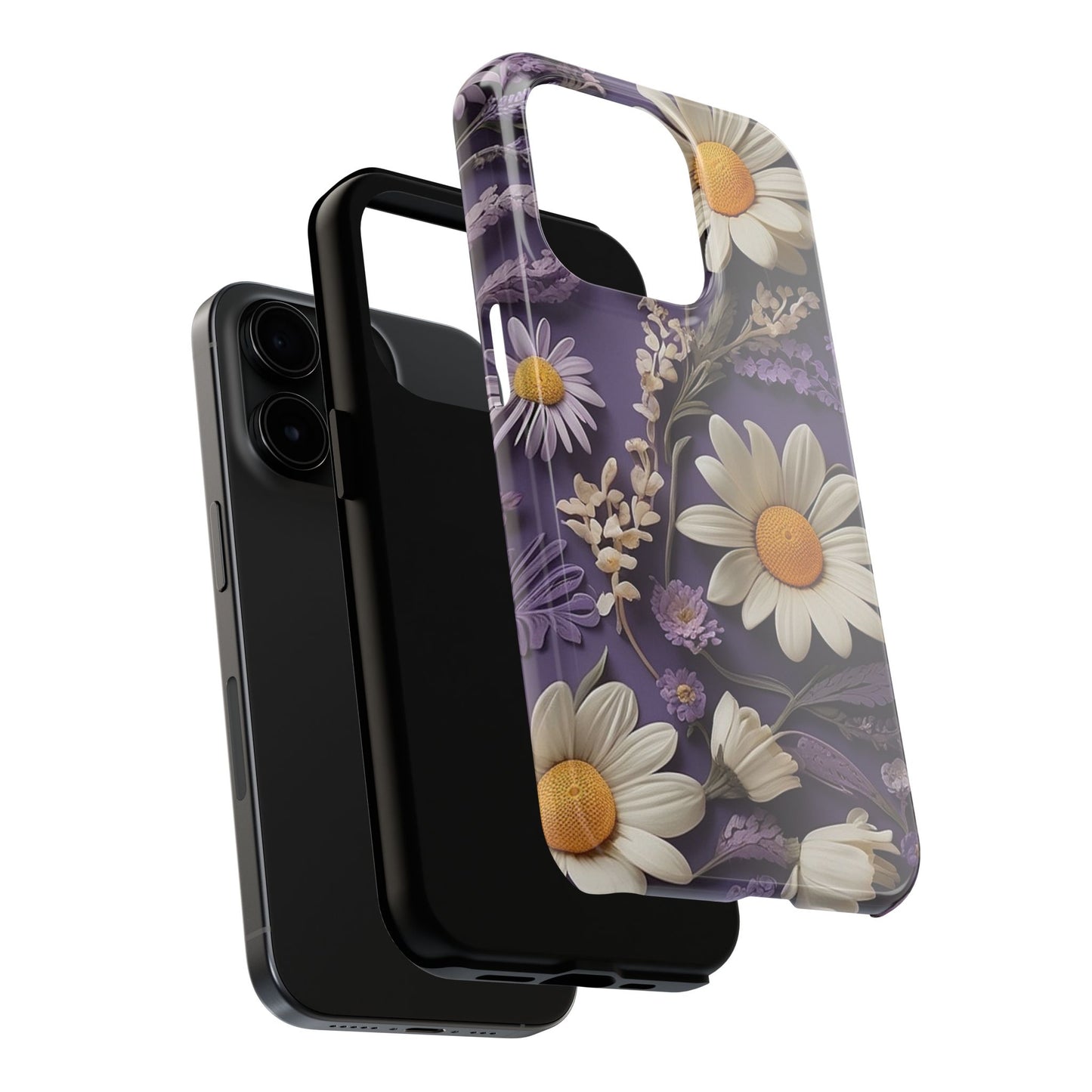 Lavender Daisy iPhone Case 🌼 | Elegant Floral Design, Shockproof Protection for iPhone 16 to 12 Pro Max 📱