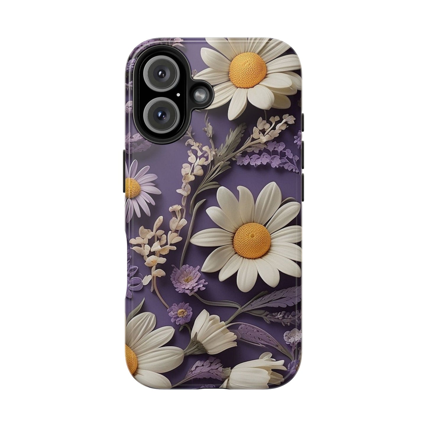 Lavender Daisy iPhone Case 🌼 | Elegant Floral Design, Shockproof Protection for iPhone 16 to 12 Pro Max 📱