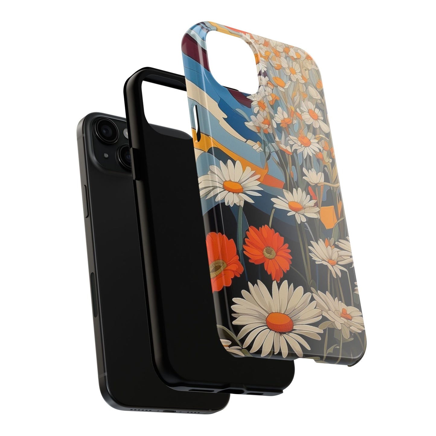 Floral Daisy iPhone Case 🌼 | Retro Botanical Design, Shockproof Protection for iPhone 16 to 12 Pro Max 📱