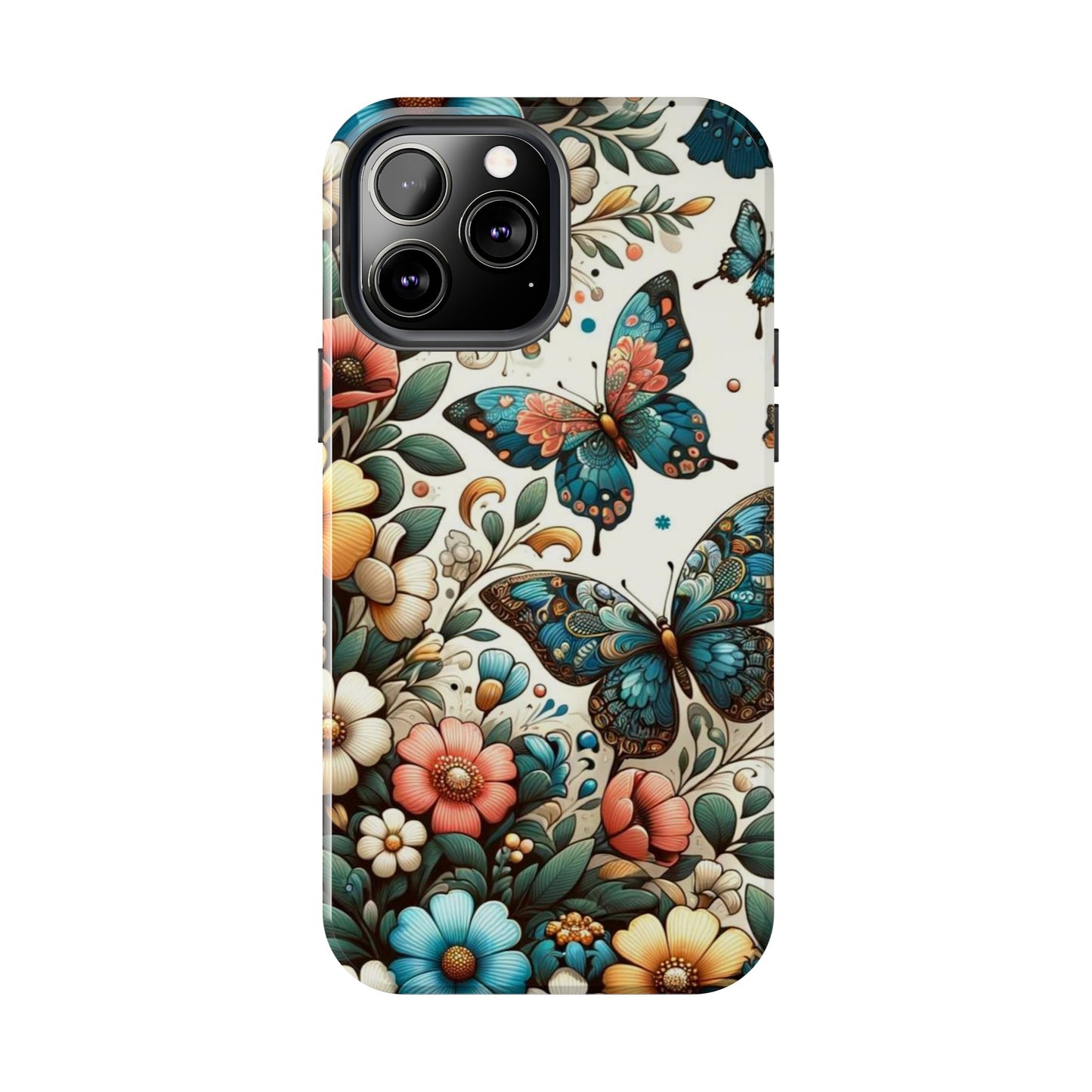 Butterfly & Floral iPhone Case 🦋 | Elegant Nature Design, Shockproof Protection for iPhone 16 to 12 Pro Max 📱