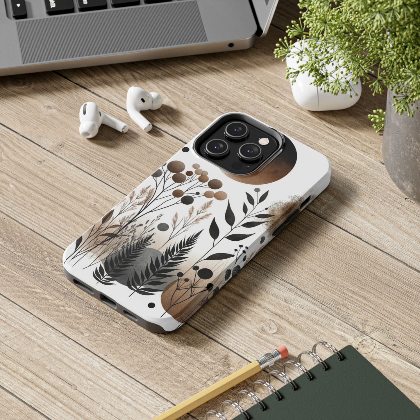 Nature-Inspired iPhone Case 🌿 | Minimalist Watercolor Design, Shockproof Protection for iPhone 16 to 12 Pro Max 📱