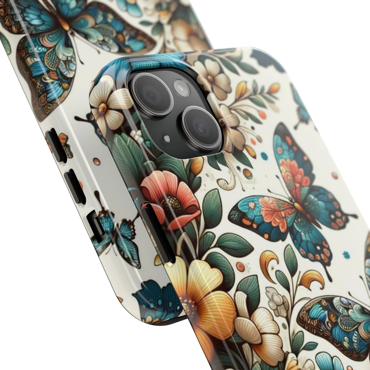 Butterfly & Floral iPhone Case 🦋 | Elegant Nature Design, Shockproof Protection for iPhone 16 to 12 Pro Max 📱