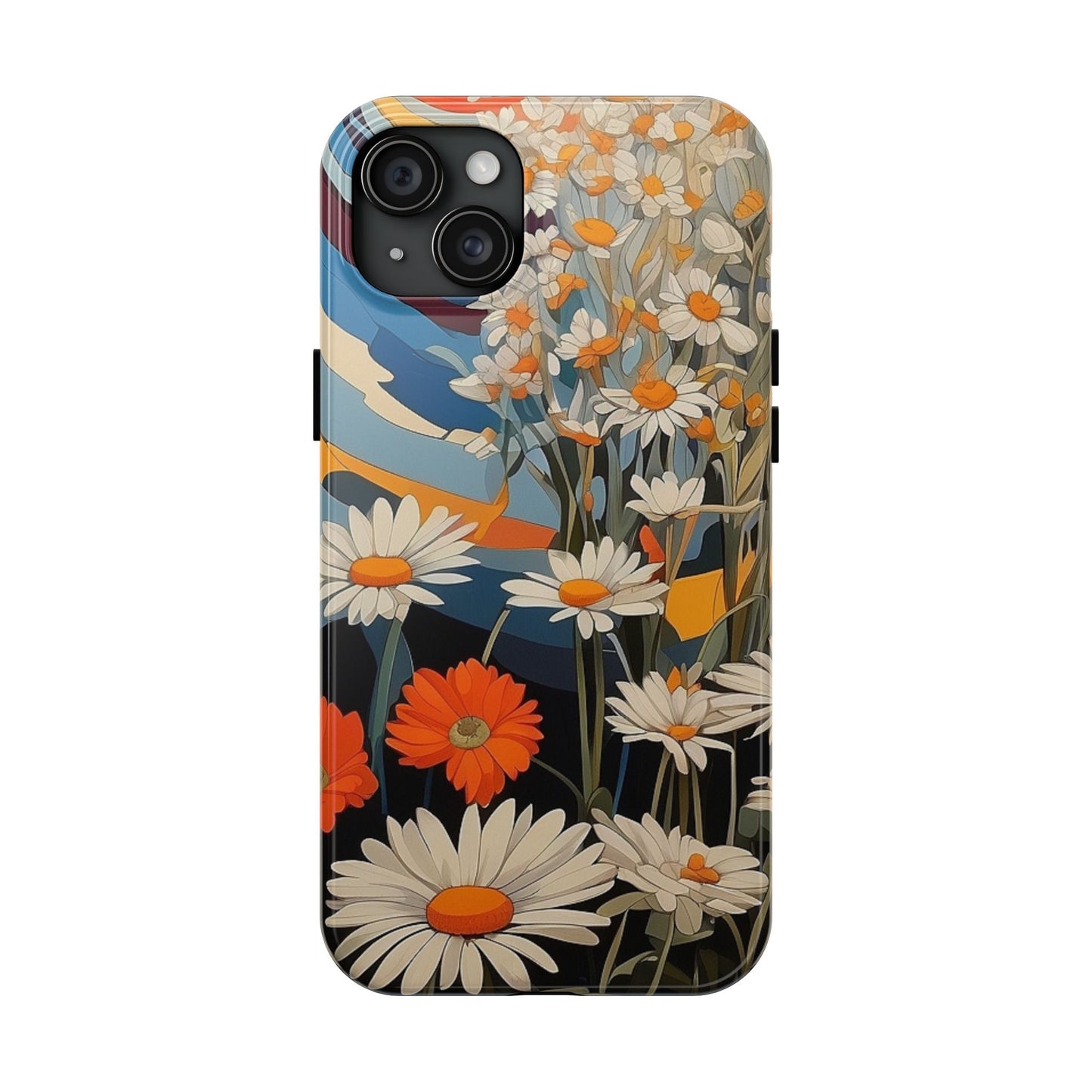 Floral Daisy iPhone Case 🌼 | Retro Botanical Design, Shockproof Protection for iPhone 16 to 12 Pro Max 📱