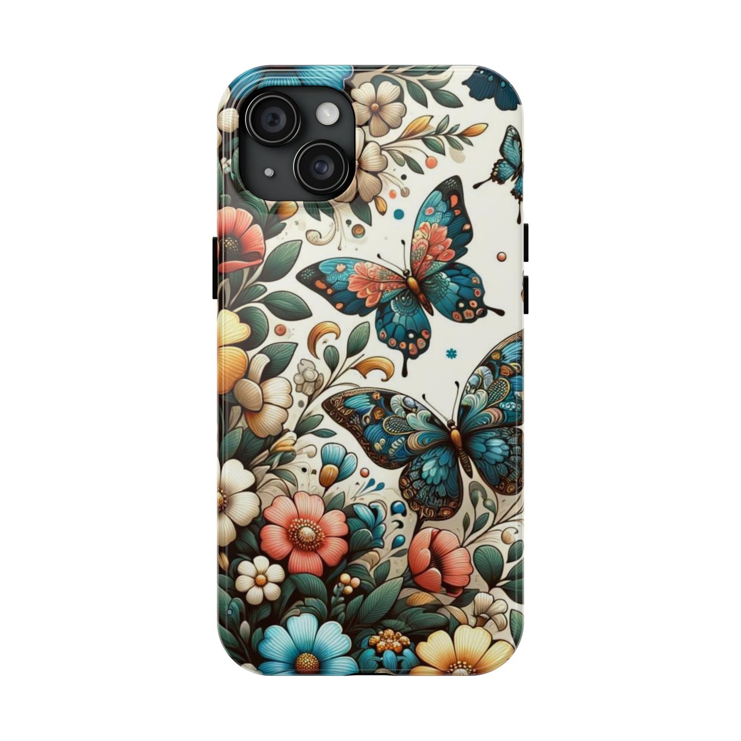 Butterfly & Floral iPhone Case 🦋 | Elegant Nature Design, Shockproof Protection for iPhone 16 to 12 Pro Max 📱