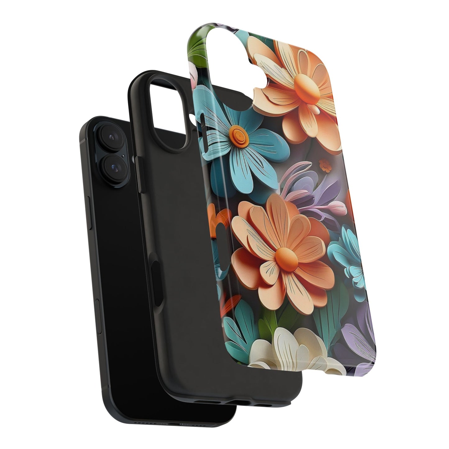 3D Floral iPhone Case 🌸 | Vibrant Layered Design, Shockproof Protection for iPhone 16 to 12 Pro Max