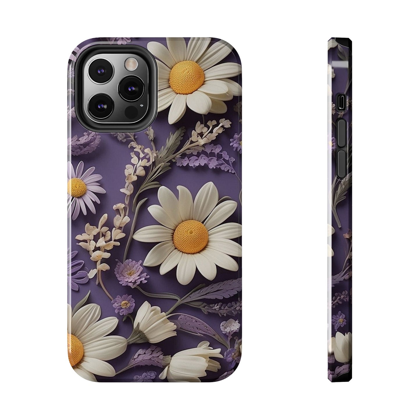 Lavender Daisy iPhone Case 🌼 | Elegant Floral Design, Shockproof Protection for iPhone 16 to 12 Pro Max 📱