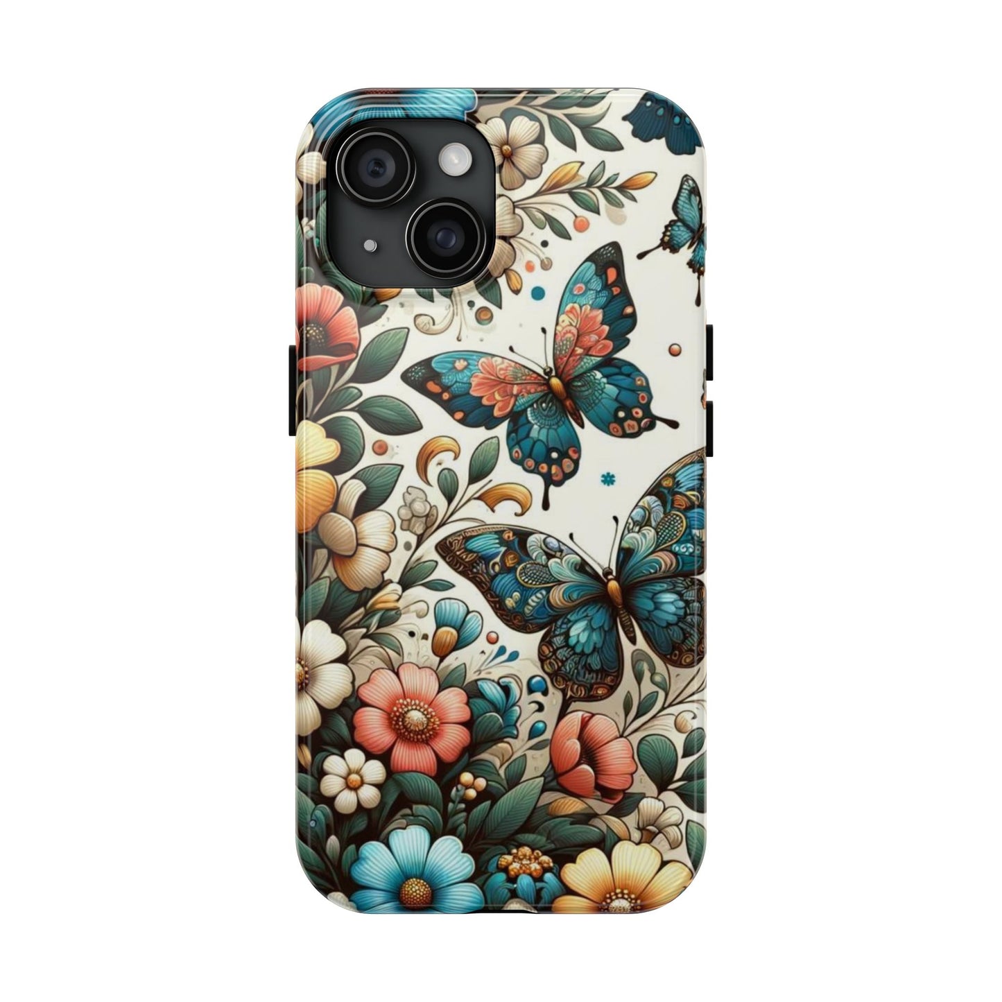 Butterfly & Floral iPhone Case 🦋 | Elegant Nature Design, Shockproof Protection for iPhone 16 to 12 Pro Max 📱