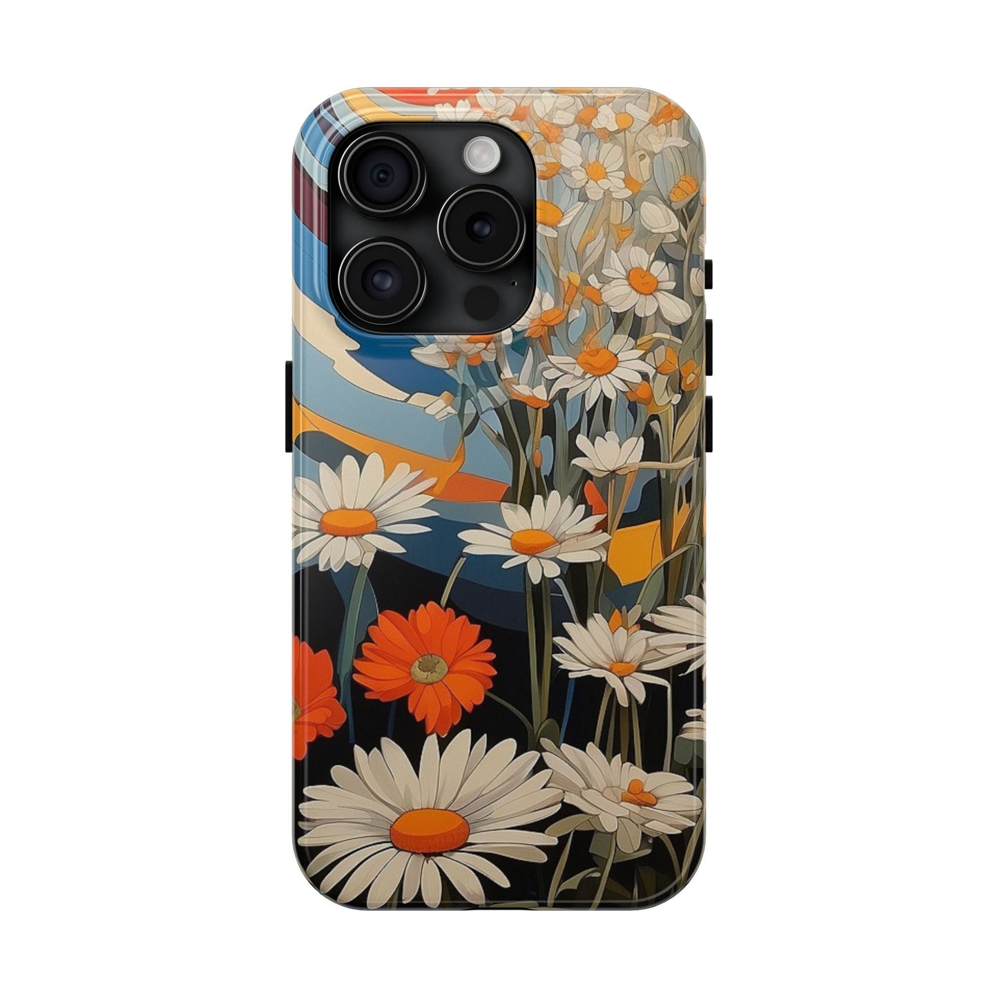 Floral Daisy iPhone Case 🌼 | Retro Botanical Design, Shockproof Protection for iPhone 16 to 12 Pro Max 📱