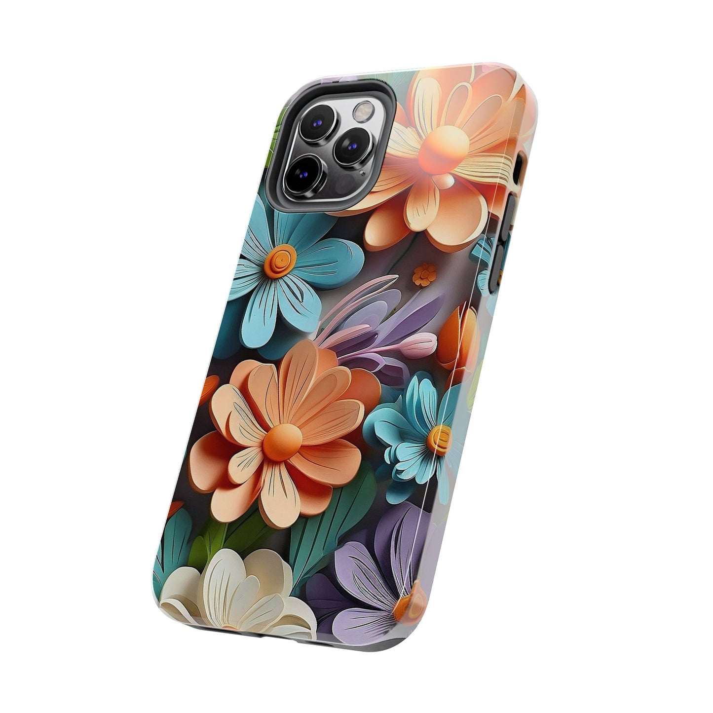 3D Floral iPhone Case 🌸 | Vibrant Layered Design, Shockproof Protection for iPhone 16 to 12 Pro Max