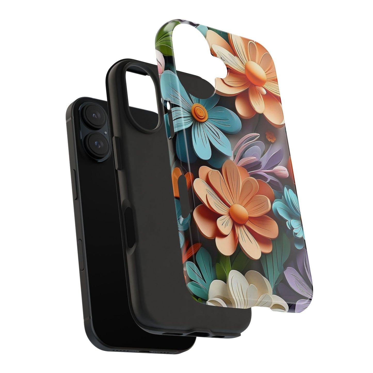 3D Floral iPhone Case 🌸 | Vibrant Layered Design, Shockproof Protection for iPhone 16 to 12 Pro Max