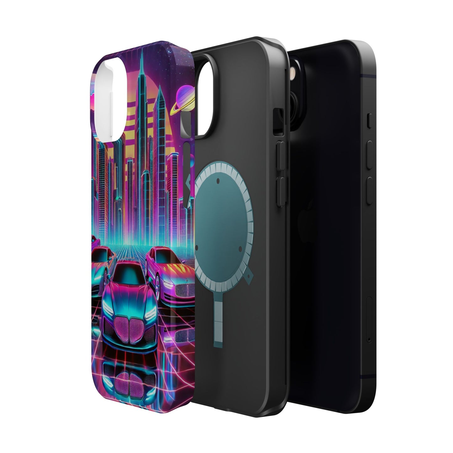 📱 Retro Futuristic Car & City Phone Case – MagSafe® Compatible 🚗🌆