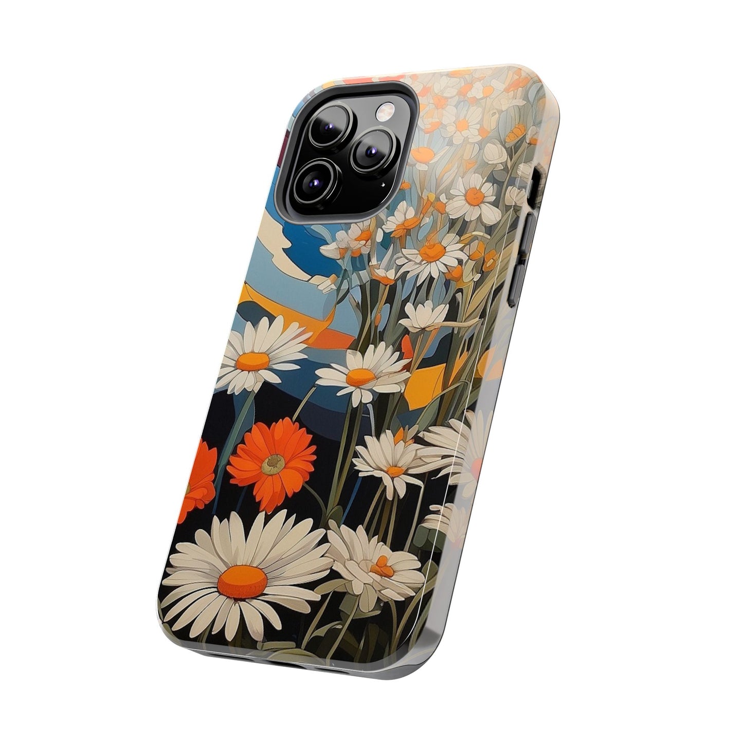 Floral Daisy iPhone Case 🌼 | Retro Botanical Design, Shockproof Protection for iPhone 16 to 12 Pro Max 📱