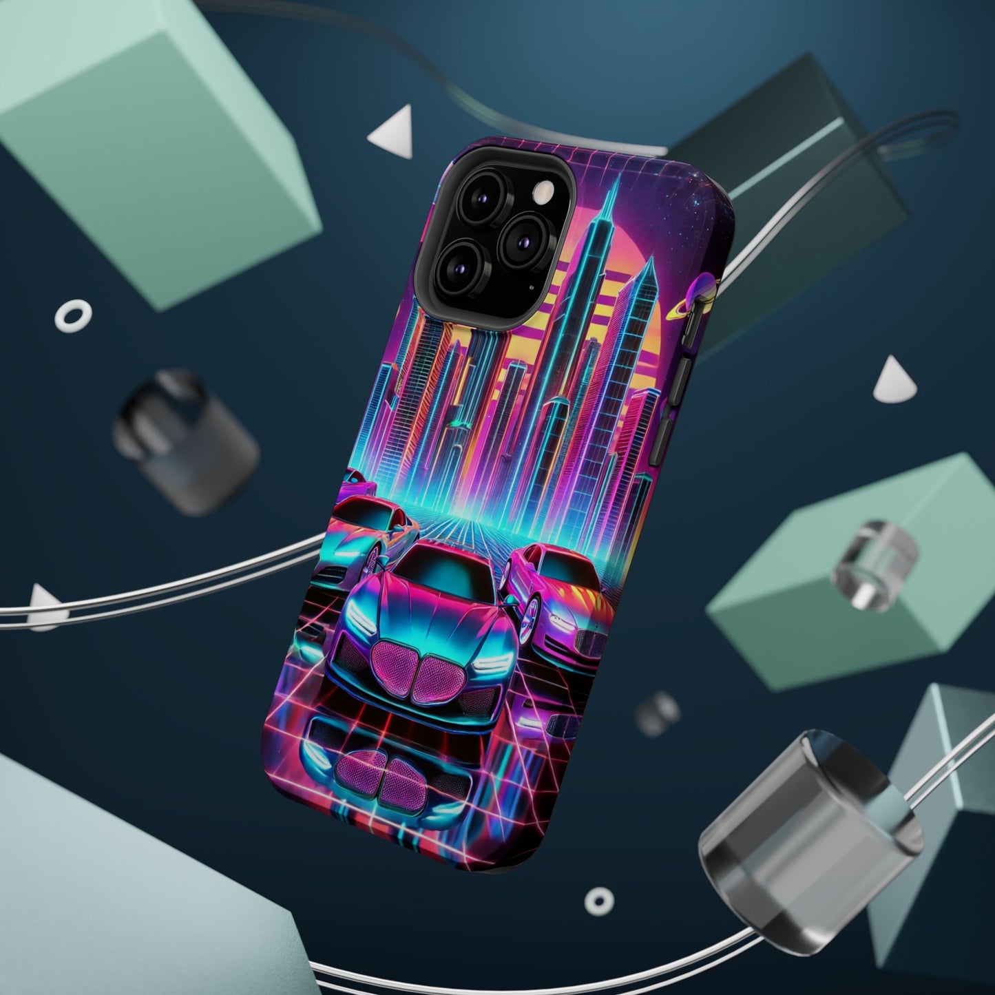 📱 Retro Futuristic Car & City Phone Case – MagSafe® Compatible 🚗🌆