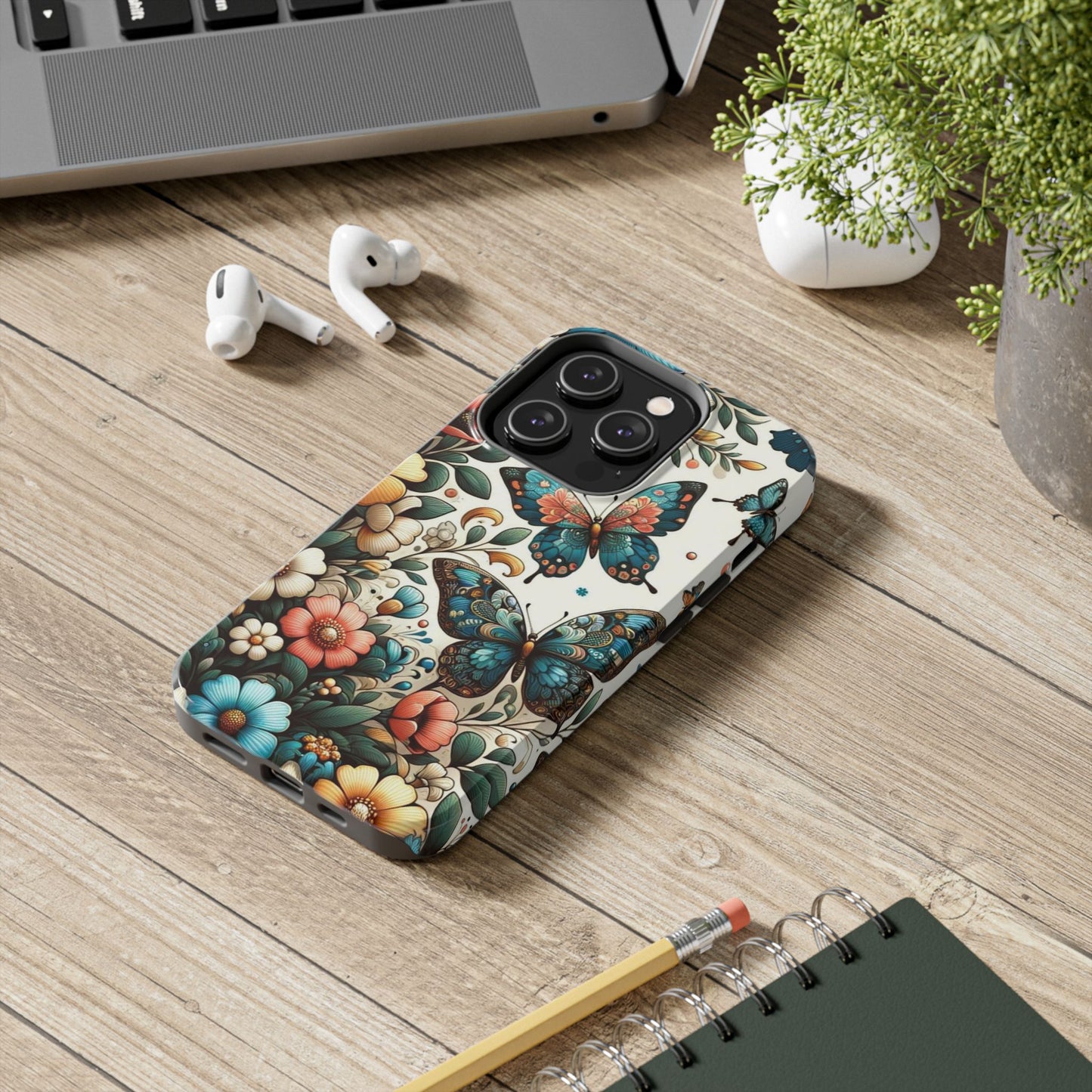 Butterfly & Floral iPhone Case 🦋 | Elegant Nature Design, Shockproof Protection for iPhone 16 to 12 Pro Max 📱