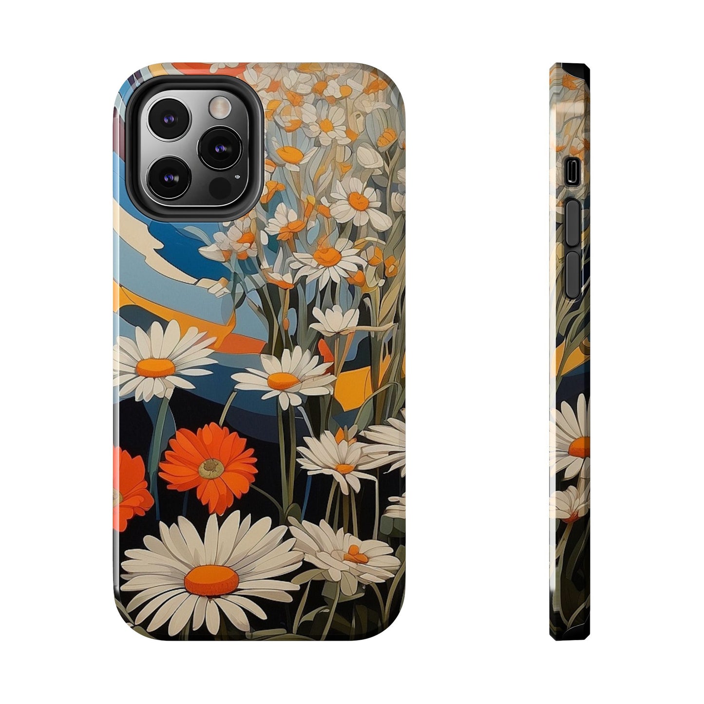 Floral Daisy iPhone Case 🌼 | Retro Botanical Design, Shockproof Protection for iPhone 16 to 12 Pro Max 📱