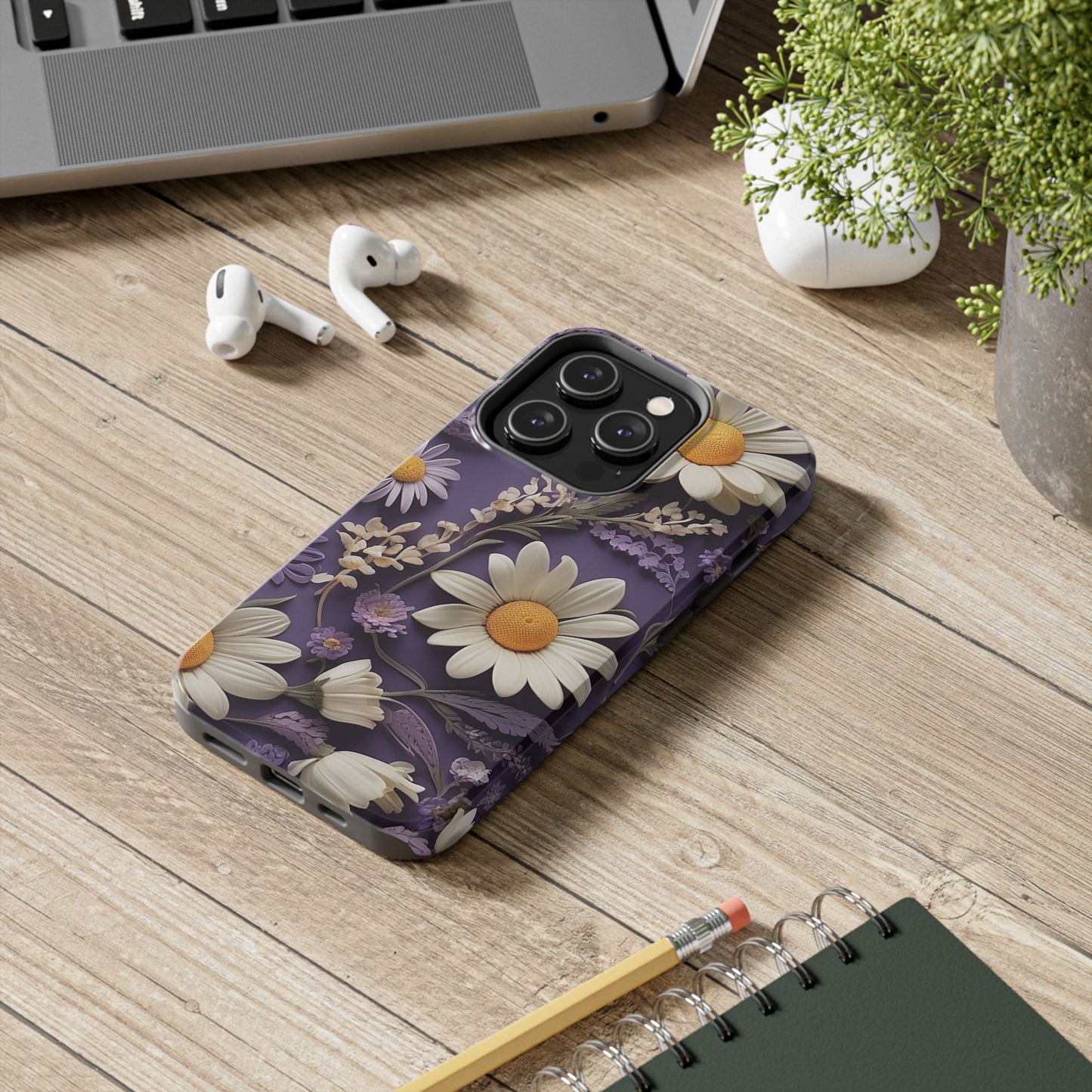 Lavender Daisy iPhone Case 🌼 | Elegant Floral Design, Shockproof Protection for iPhone 16 to 12 Pro Max 📱