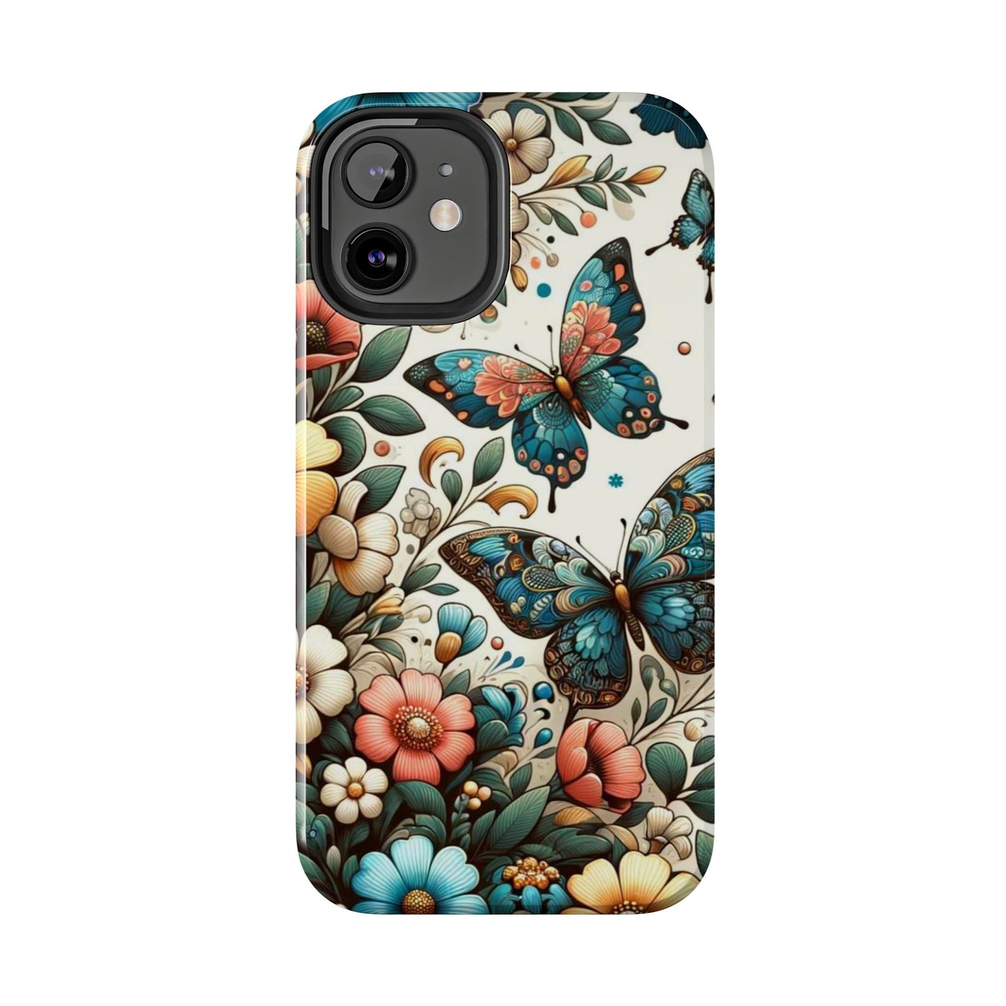 Butterfly & Floral iPhone Case 🦋 | Elegant Nature Design, Shockproof Protection for iPhone 16 to 12 Pro Max 📱