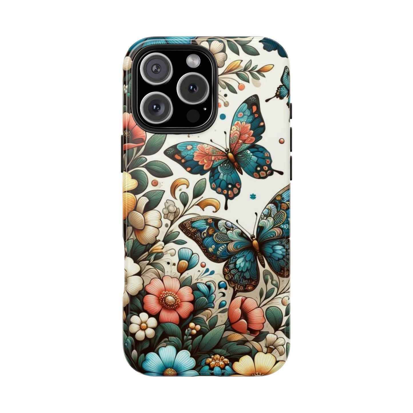 Butterfly & Floral iPhone Case 🦋 | Elegant Nature Design, Shockproof Protection for iPhone 16 to 12 Pro Max 📱