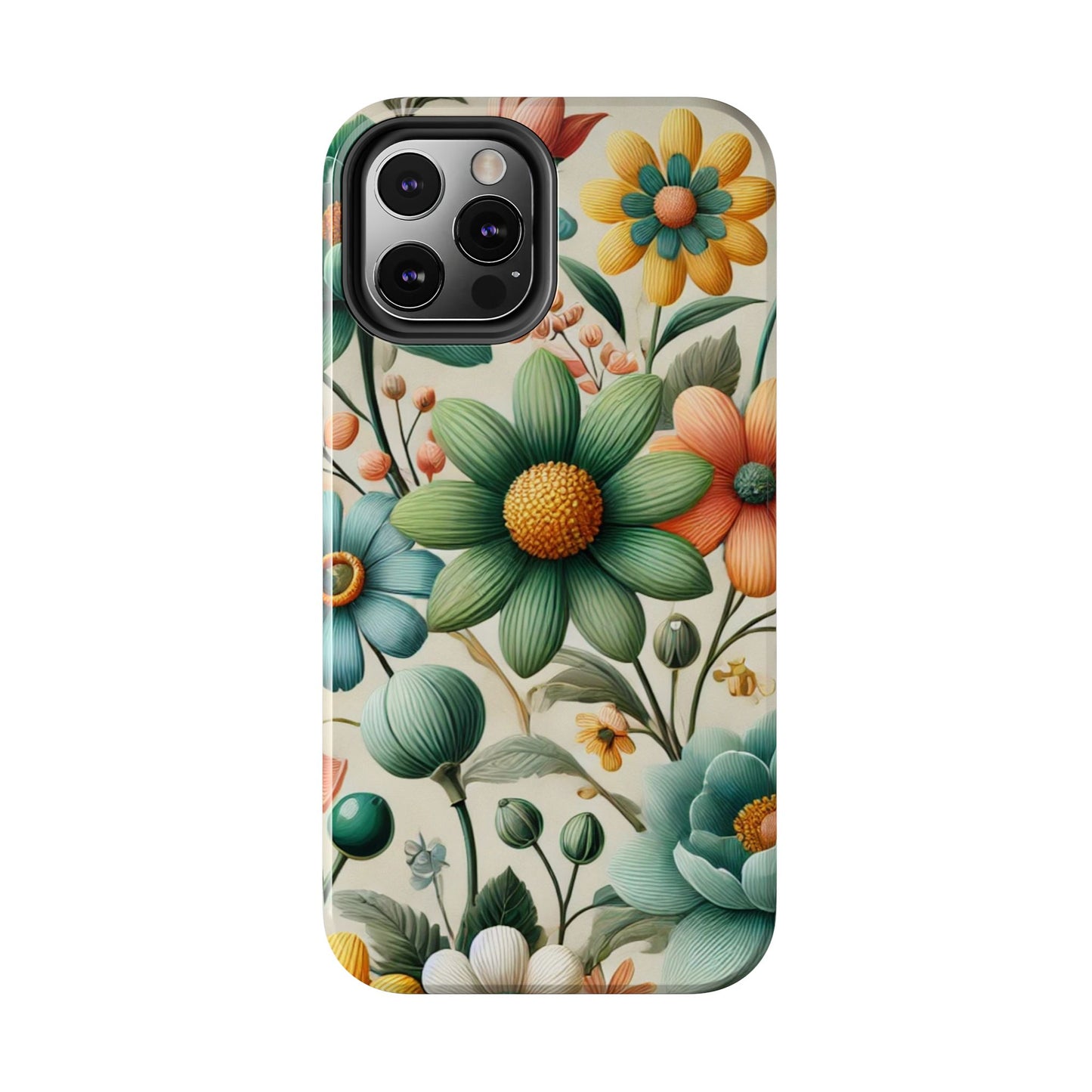 Floral iPhone Case 🌸 | Elegant Glossy Finish, Shockproof Protection for iPhone 16 to 12 Pro Max 📱