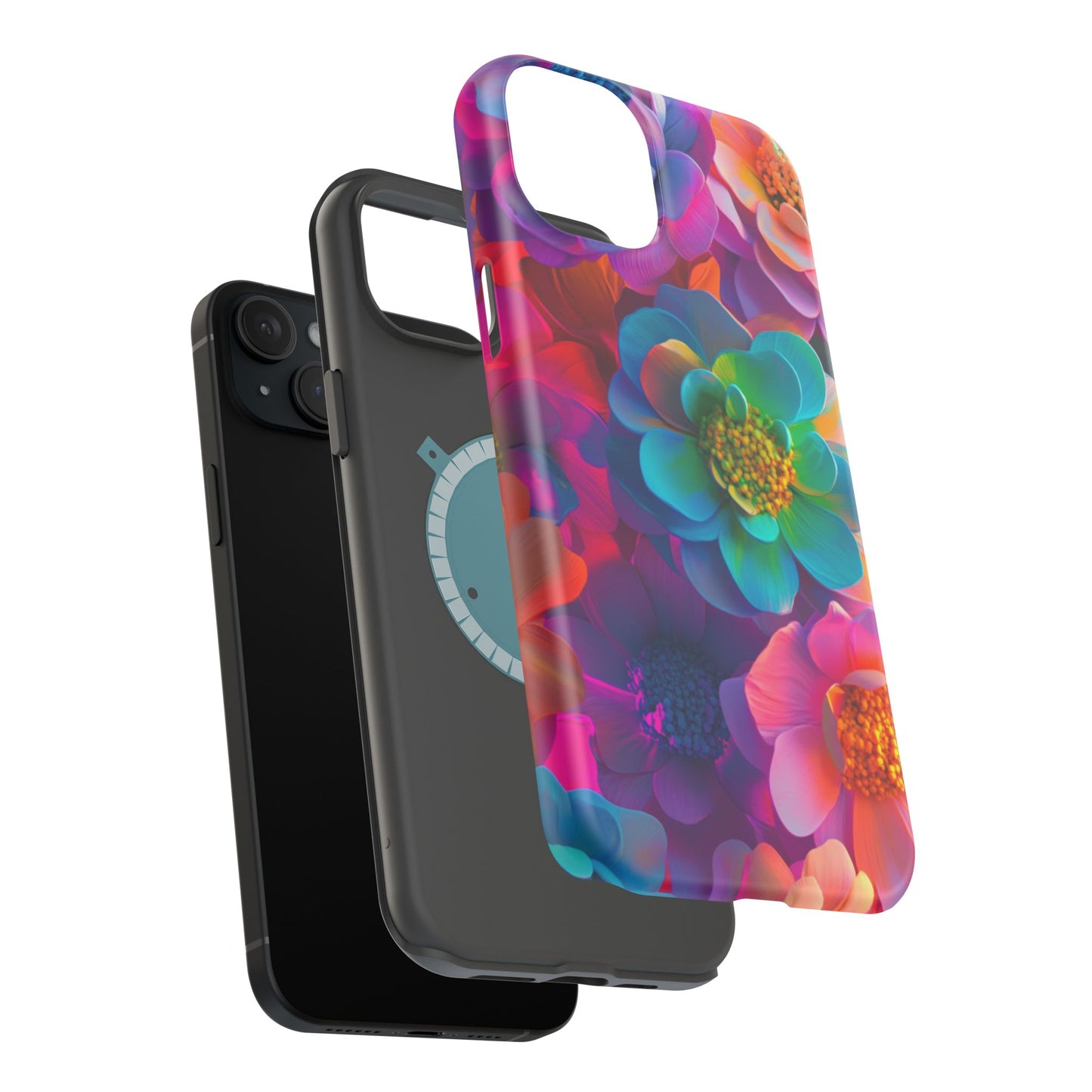 🌺 Vibrant Bloom Phone Case with 3D Neon Florals 🌺