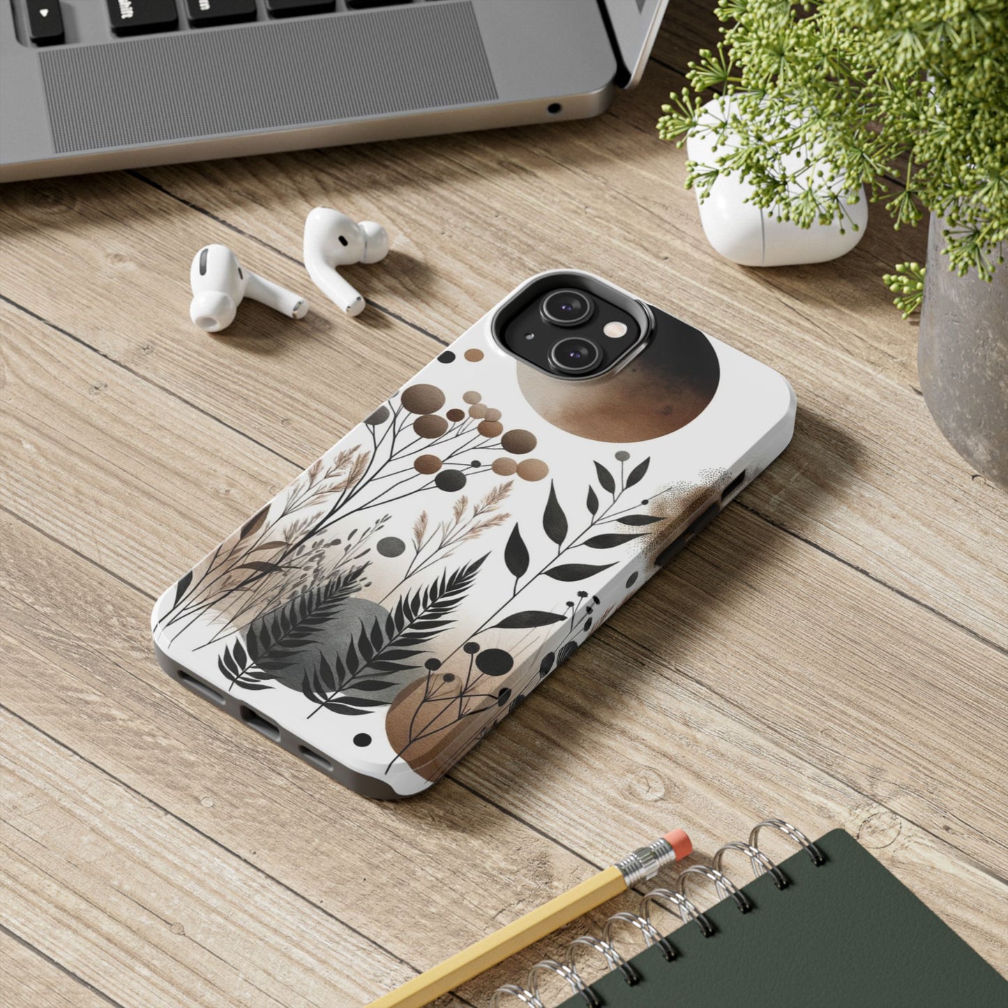 Nature-Inspired iPhone Case 🌿 | Minimalist Watercolor Design, Shockproof Protection for iPhone 16 to 12 Pro Max 📱