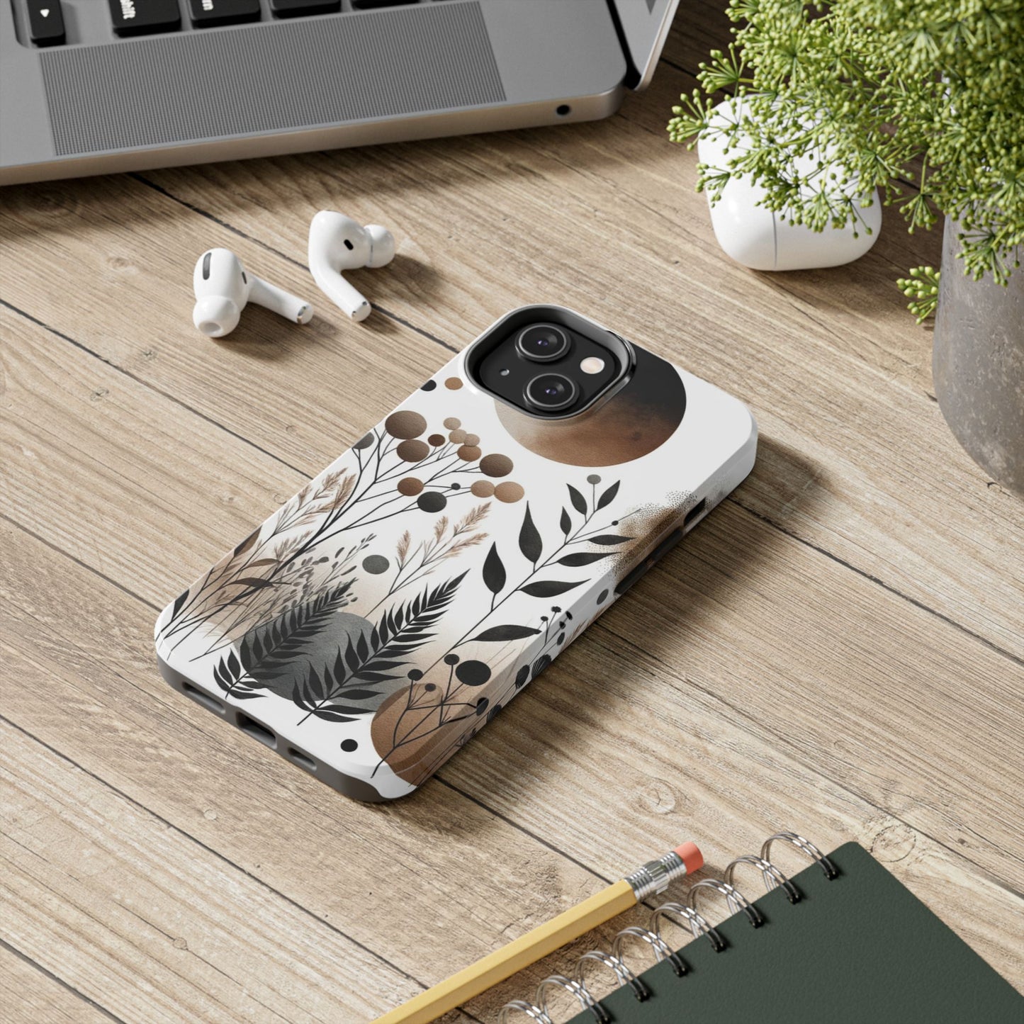 Nature-Inspired iPhone Case 🌿 | Minimalist Watercolor Design, Shockproof Protection for iPhone 16 to 12 Pro Max 📱