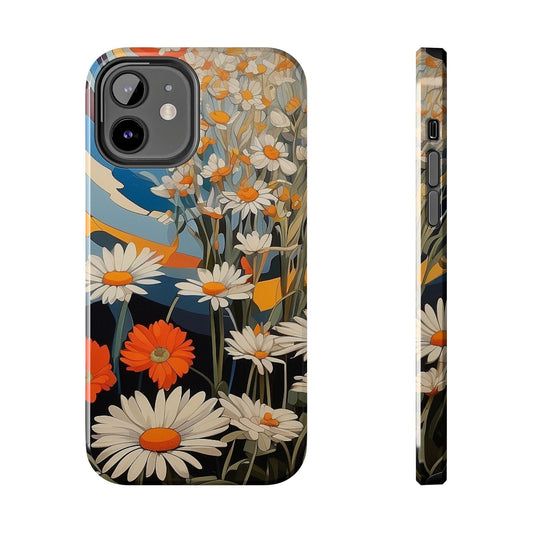 Floral Daisy iPhone Case 🌼 | Retro Botanical Design, Shockproof Protection for iPhone 16 to 12 Pro Max 📱