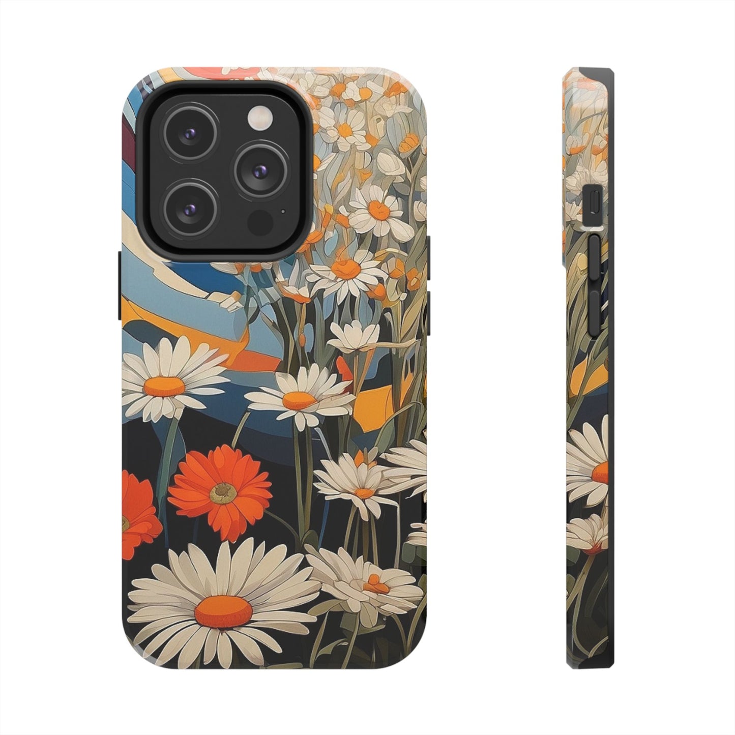 Floral Daisy iPhone Case 🌼 | Retro Botanical Design, Shockproof Protection for iPhone 16 to 12 Pro Max 📱