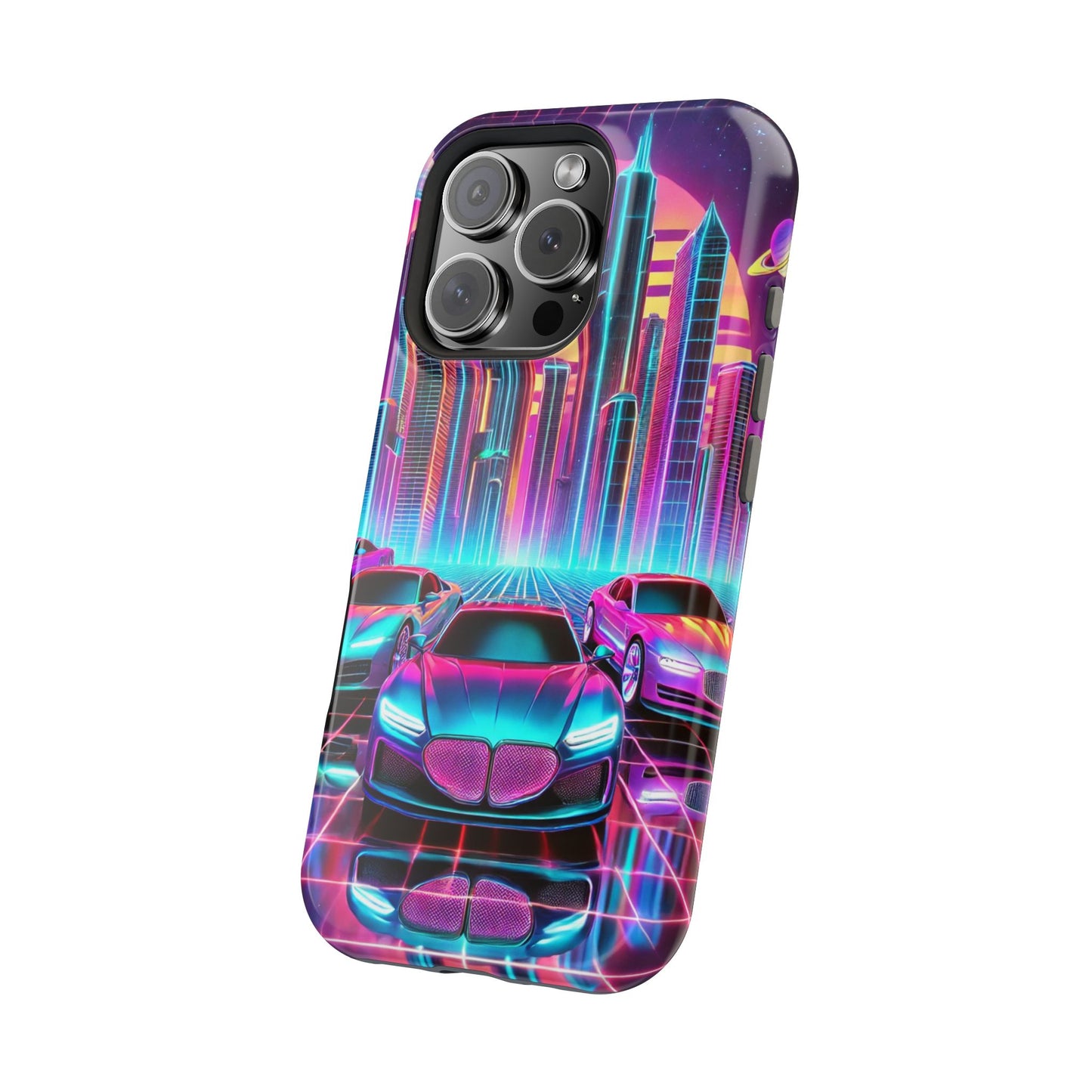 📱 Retro Futuristic Car & City Phone Case – MagSafe® Compatible 🚗🌆