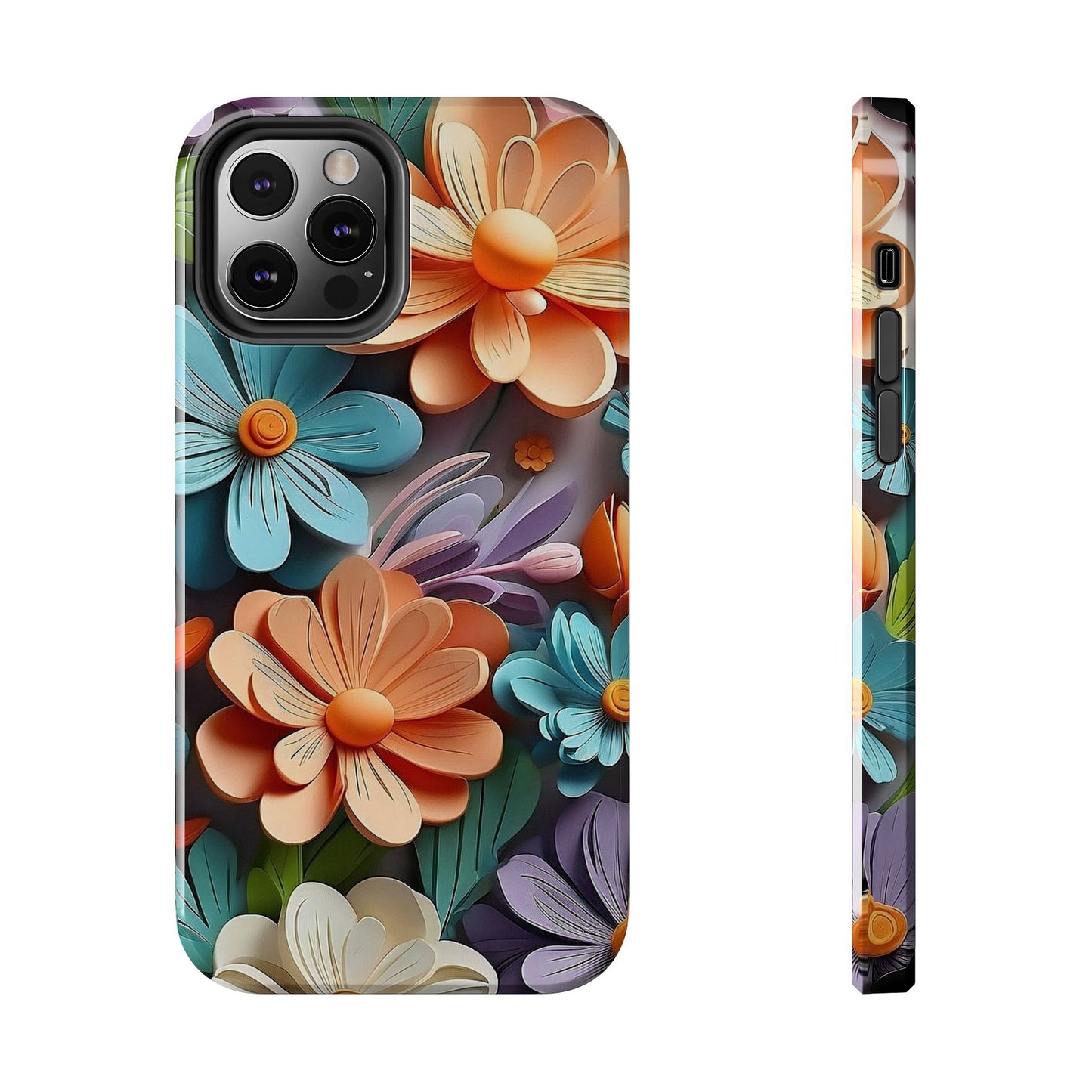 3D Floral iPhone Case 🌸 | Vibrant Layered Design, Shockproof Protection for iPhone 16 to 12 Pro Max