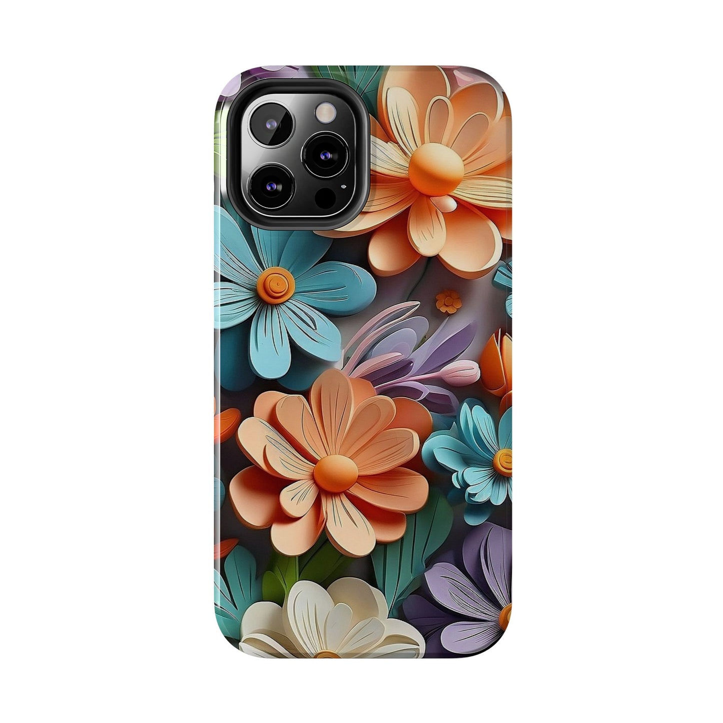 3D Floral iPhone Case 🌸 | Vibrant Layered Design, Shockproof Protection for iPhone 16 to 12 Pro Max