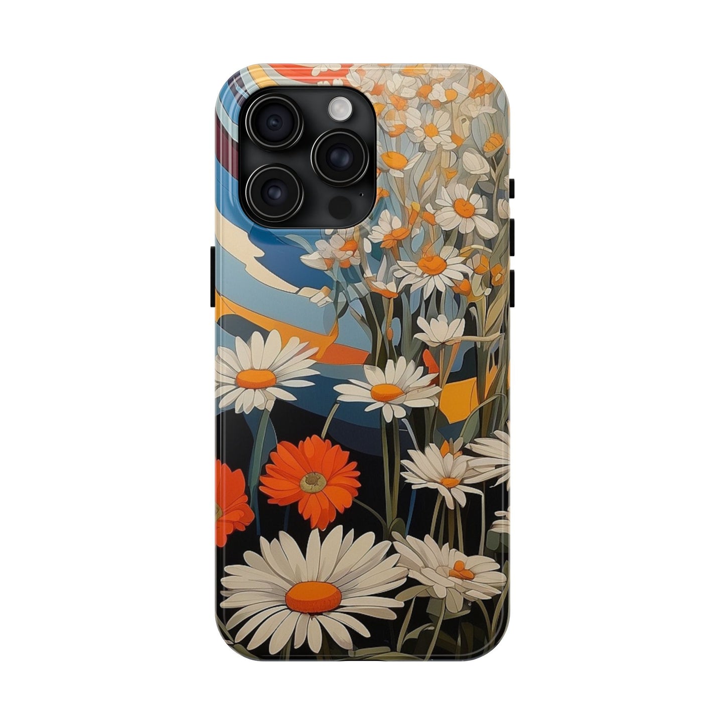 Floral Daisy iPhone Case 🌼 | Retro Botanical Design, Shockproof Protection for iPhone 16 to 12 Pro Max 📱