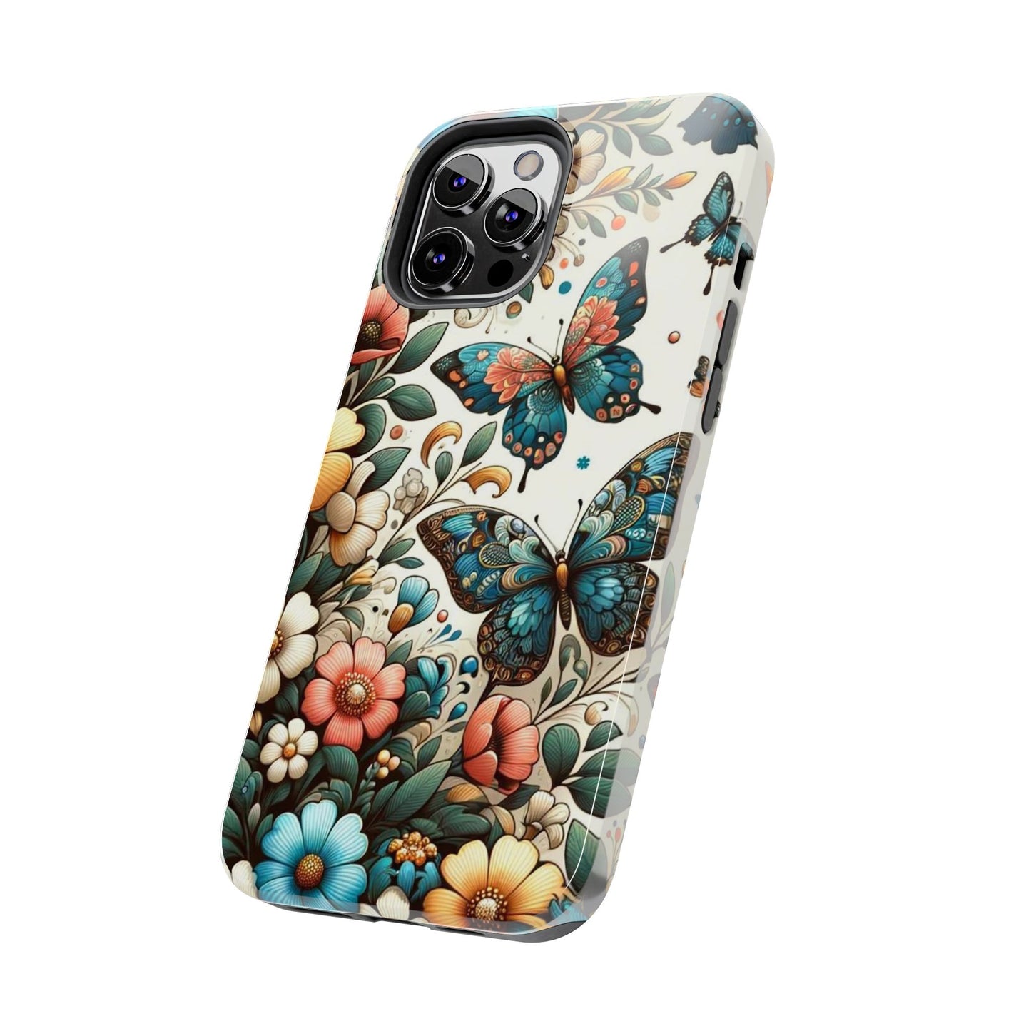 Butterfly & Floral iPhone Case 🦋 | Elegant Nature Design, Shockproof Protection for iPhone 16 to 12 Pro Max 📱