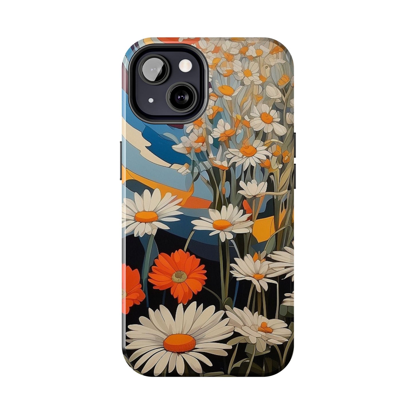 Floral Daisy iPhone Case 🌼 | Retro Botanical Design, Shockproof Protection for iPhone 16 to 12 Pro Max 📱