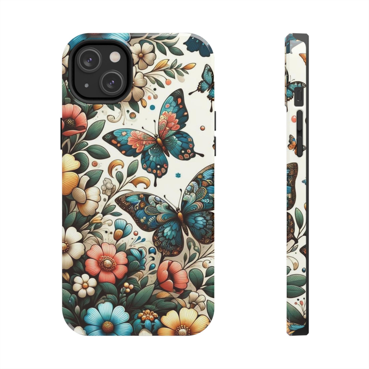 Butterfly & Floral iPhone Case 🦋 | Elegant Nature Design, Shockproof Protection for iPhone 16 to 12 Pro Max 📱