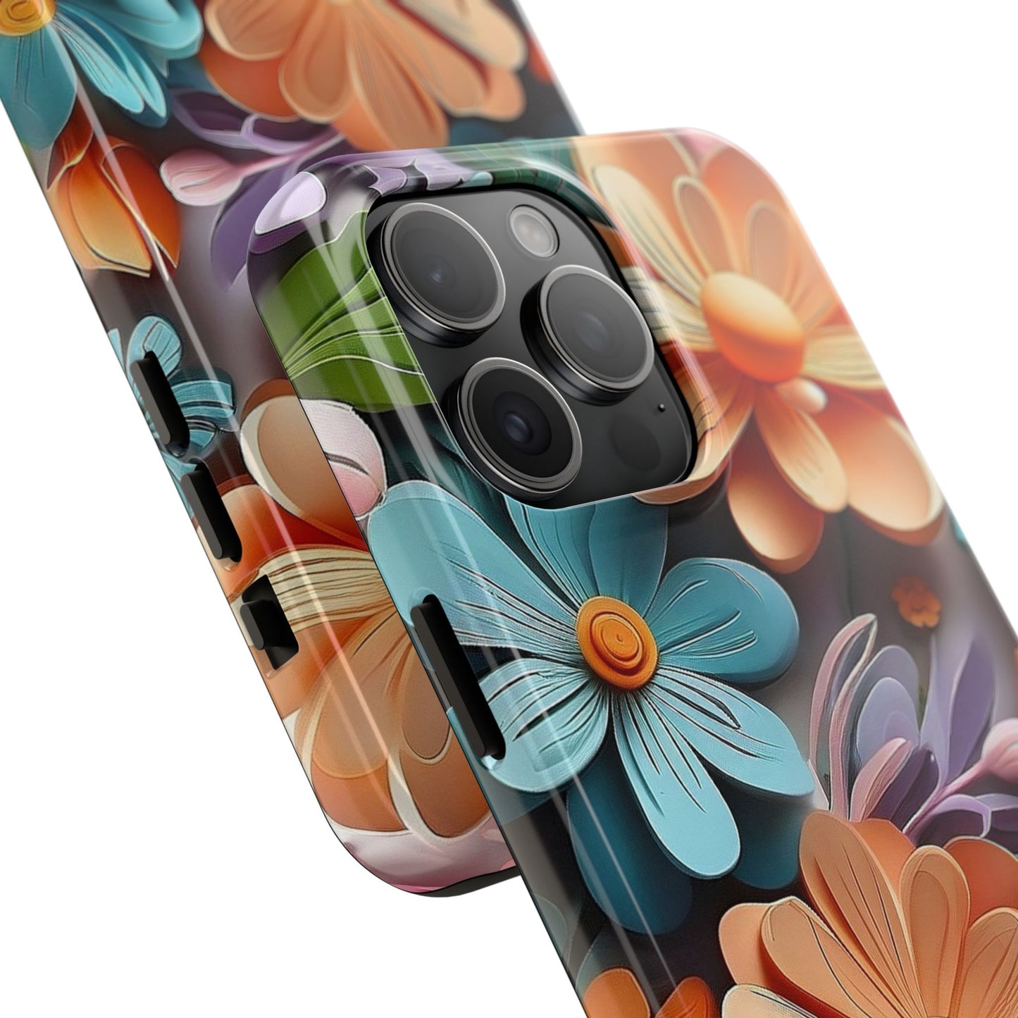 3D Floral iPhone Case 🌸 | Vibrant Layered Design, Shockproof Protection for iPhone 16 to 12 Pro Max