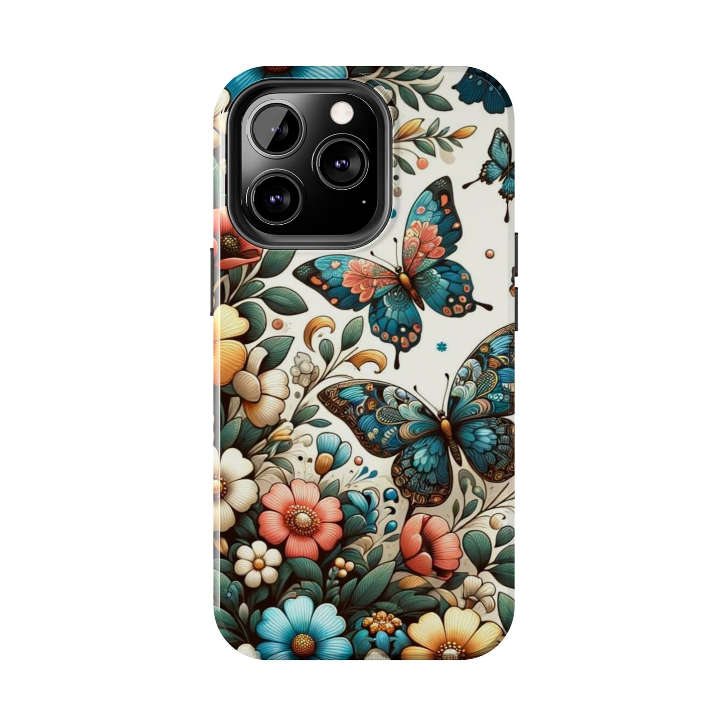 Butterfly & Floral iPhone Case 🦋 | Elegant Nature Design, Shockproof Protection for iPhone 16 to 12 Pro Max 📱