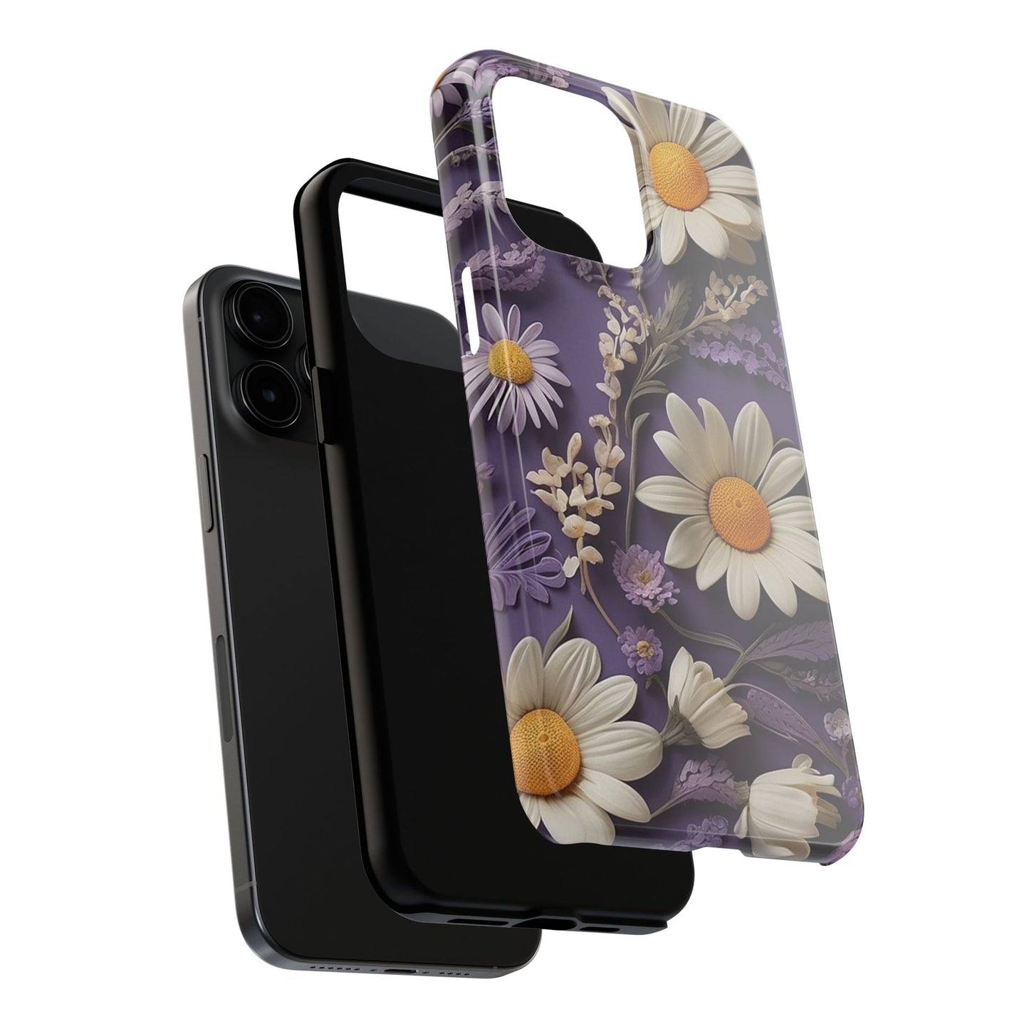 Lavender Daisy iPhone Case 🌼 | Elegant Floral Design, Shockproof Protection for iPhone 16 to 12 Pro Max 📱