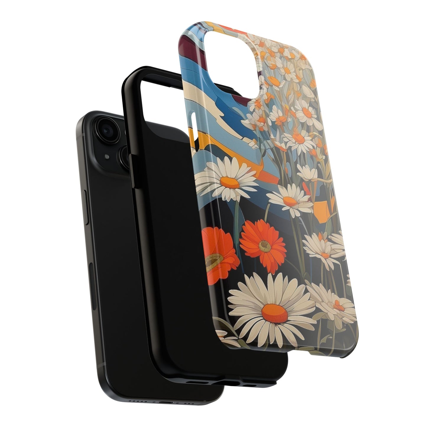 Floral Daisy iPhone Case 🌼 | Retro Botanical Design, Shockproof Protection for iPhone 16 to 12 Pro Max 📱