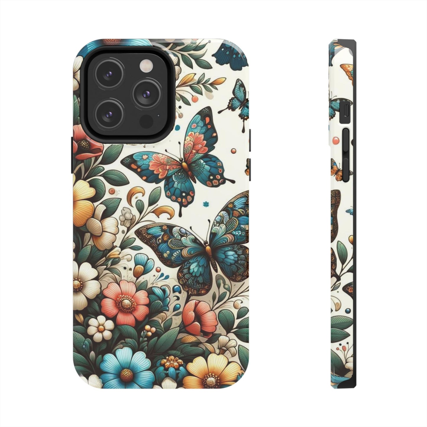 Butterfly & Floral iPhone Case 🦋 | Elegant Nature Design, Shockproof Protection for iPhone 16 to 12 Pro Max 📱