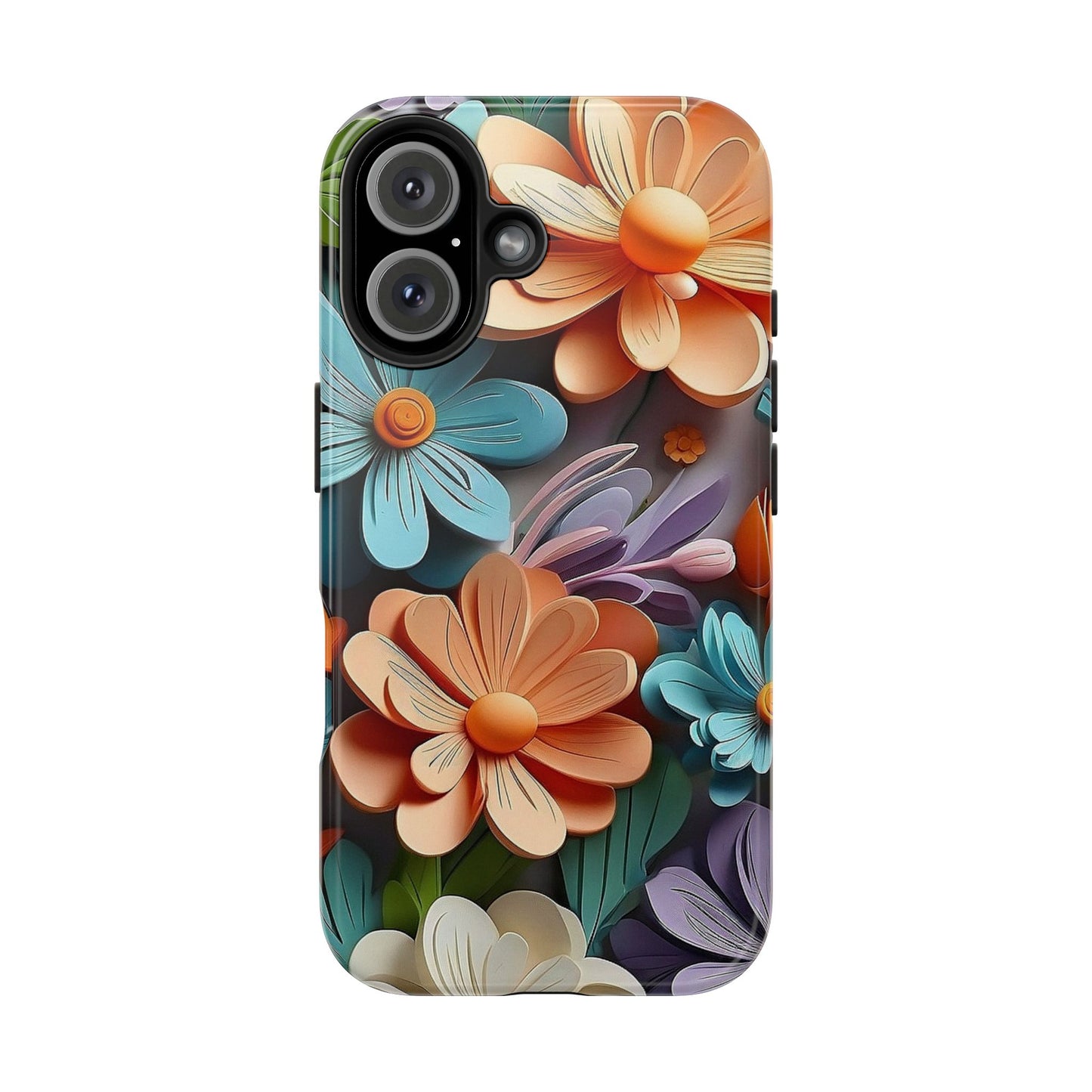 3D Floral iPhone Case 🌸 | Vibrant Layered Design, Shockproof Protection for iPhone 16 to 12 Pro Max