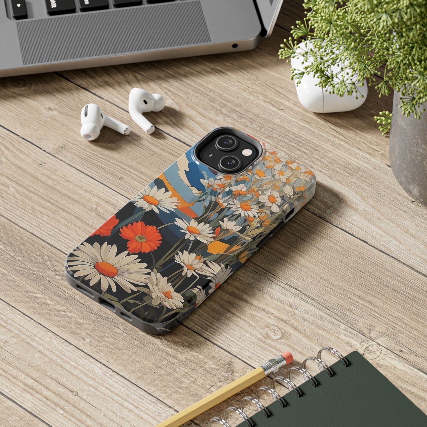 Floral Daisy iPhone Case 🌼 | Retro Botanical Design, Shockproof Protection for iPhone 16 to 12 Pro Max 📱