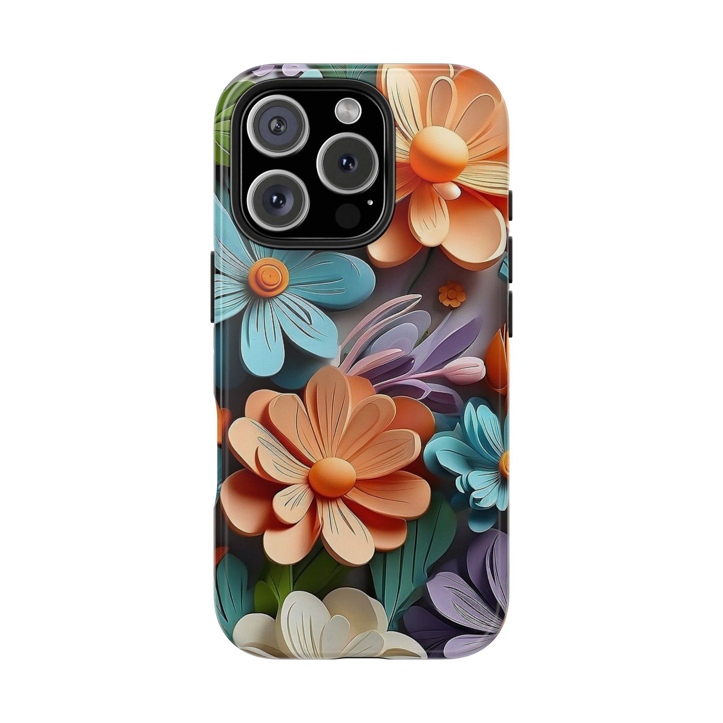 3D Floral iPhone Case 🌸 | Vibrant Layered Design, Shockproof Protection for iPhone 16 to 12 Pro Max