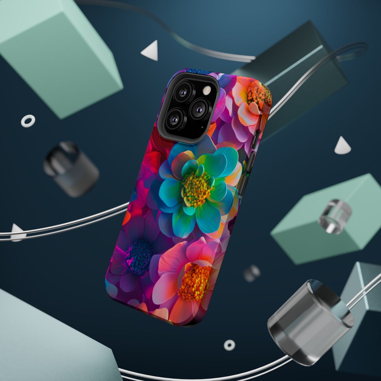 🌺 Vibrant Bloom Phone Case with 3D Neon Florals 🌺