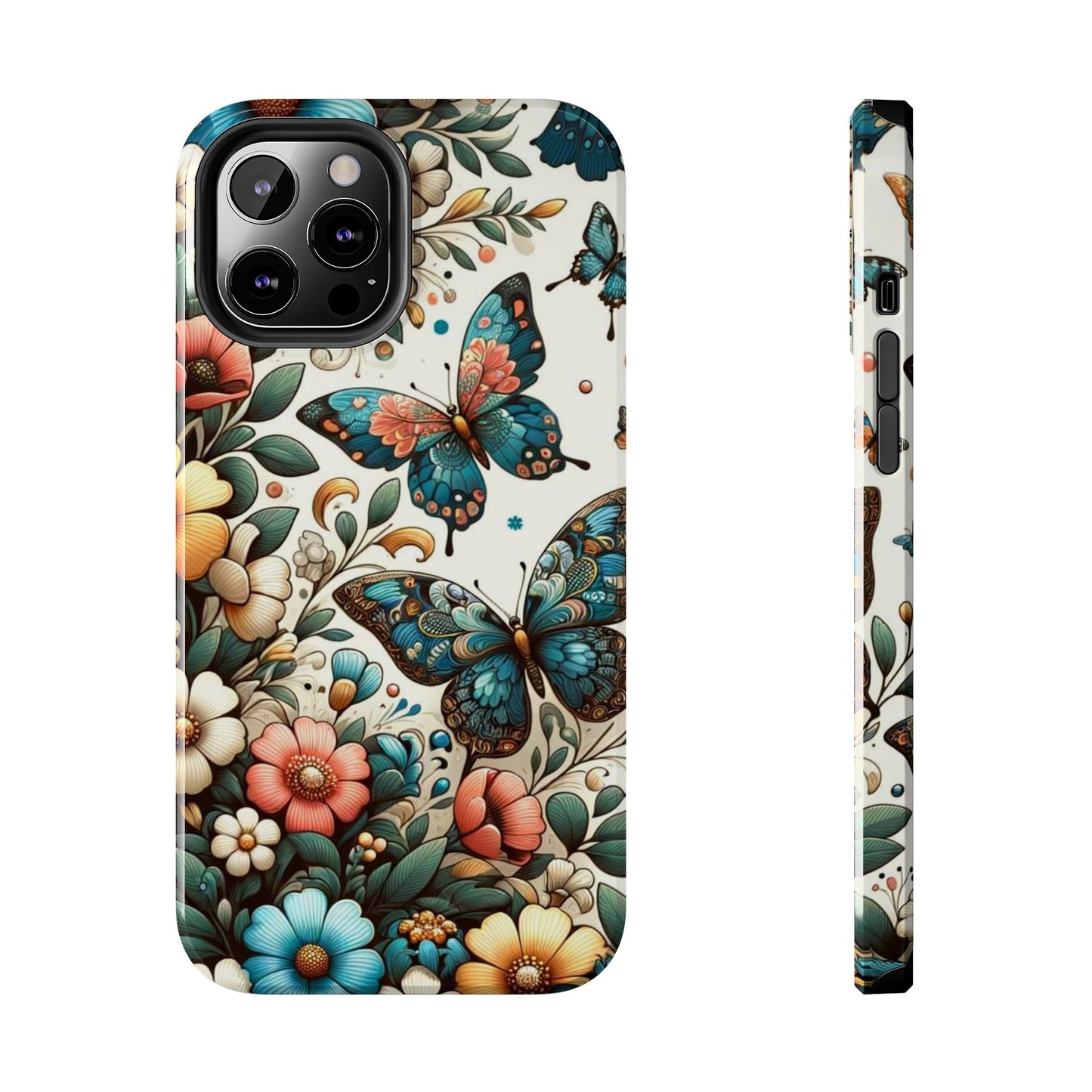 Butterfly & Floral iPhone Case 🦋 | Elegant Nature Design, Shockproof Protection for iPhone 16 to 12 Pro Max 📱